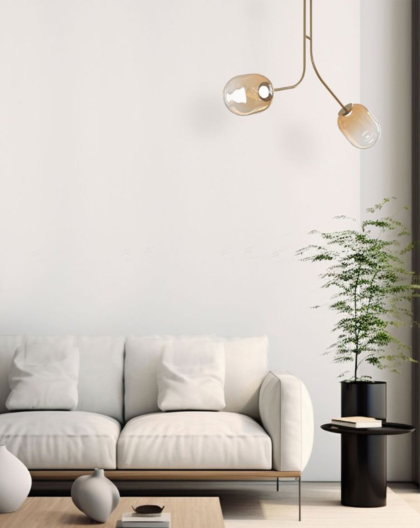 2 Module Bent Ombre Candy Glass and Brass Chandelier