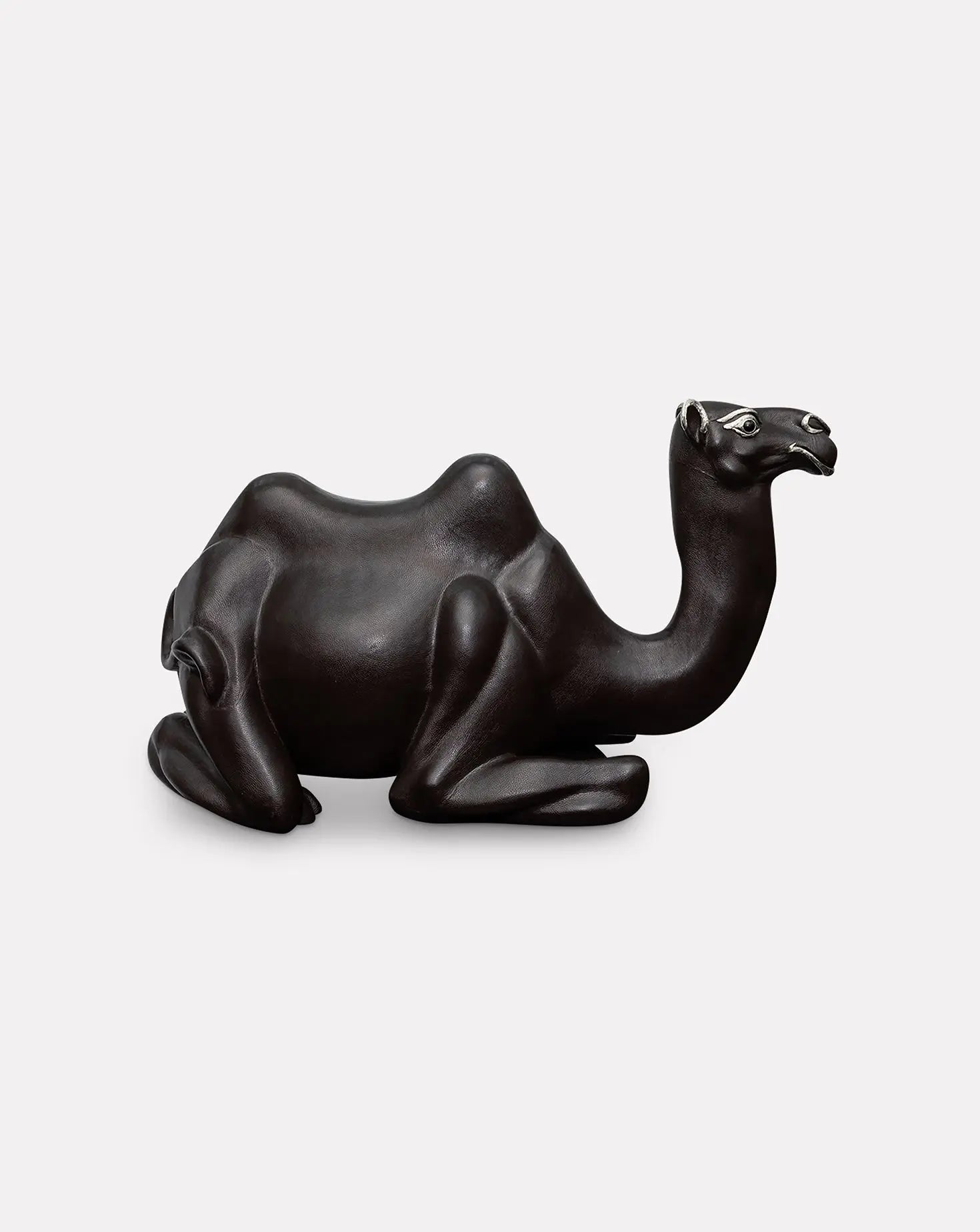 Brown Leather Camel Stool Lotus Arts de Vivre