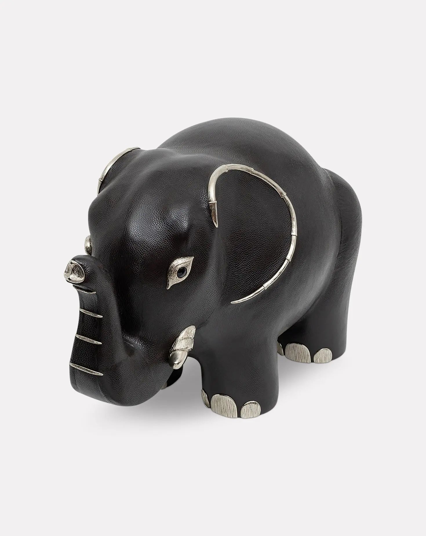 Brown Leather Elephant Stool Lotus Arts de Vivre