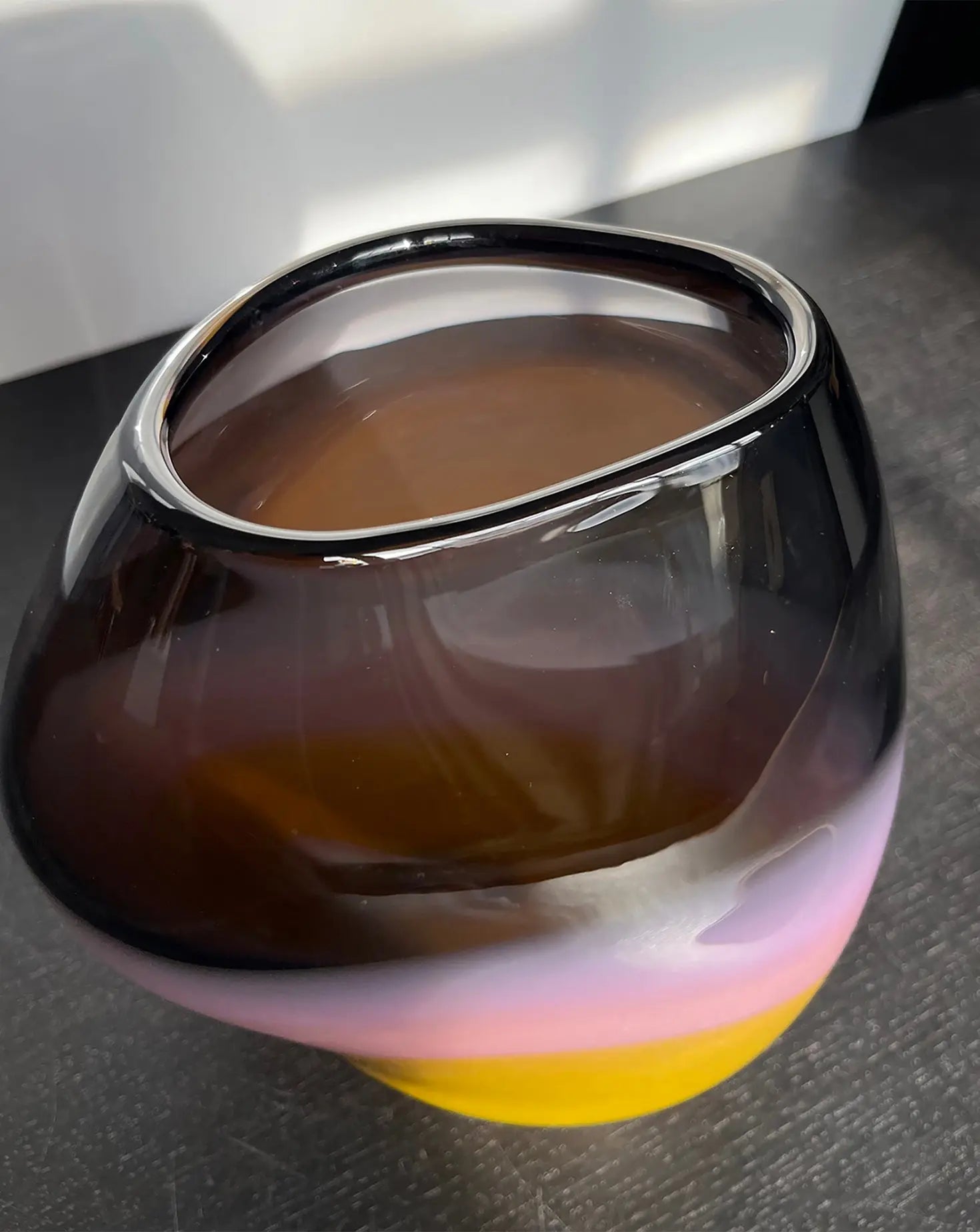 Charcoal Blush Glass Vessel Michele Oberdieck