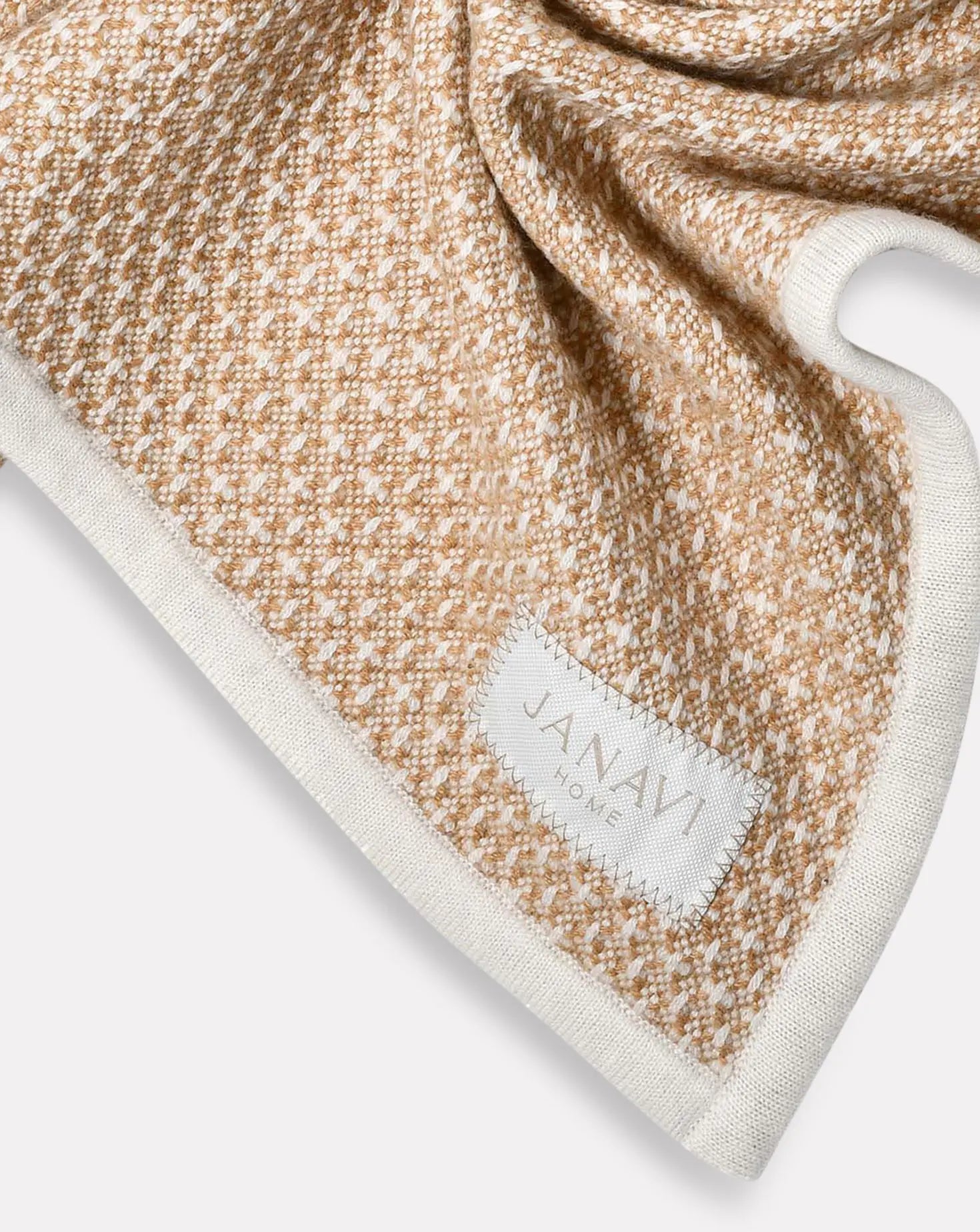 Cross Weave Beige Blanket Janavi India