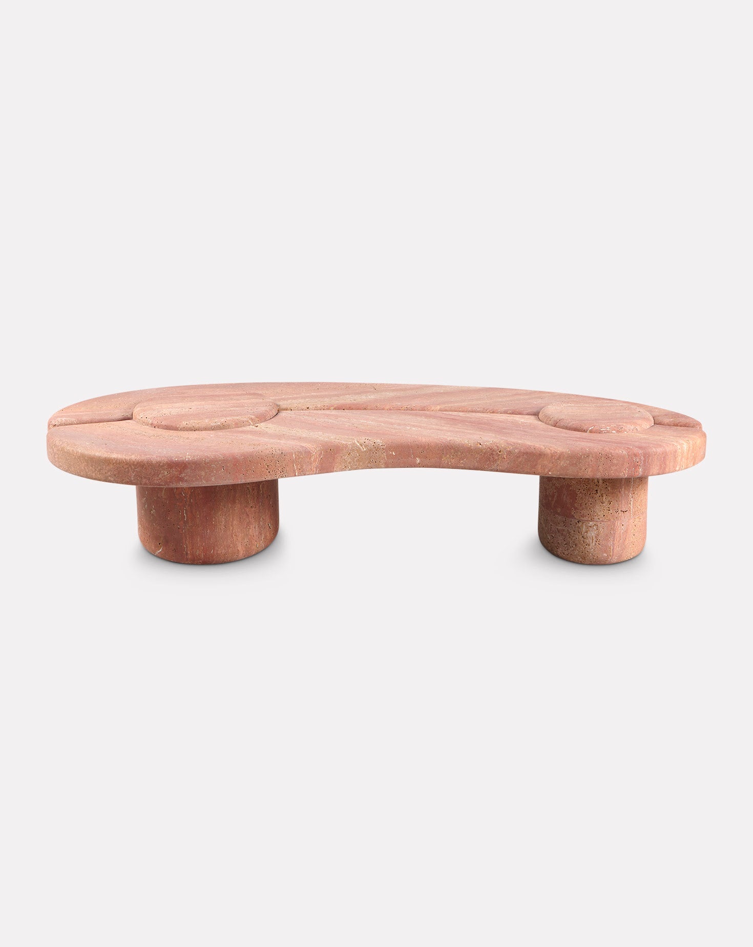 Sculptural Travetino Rosso Mistral Coffee Table