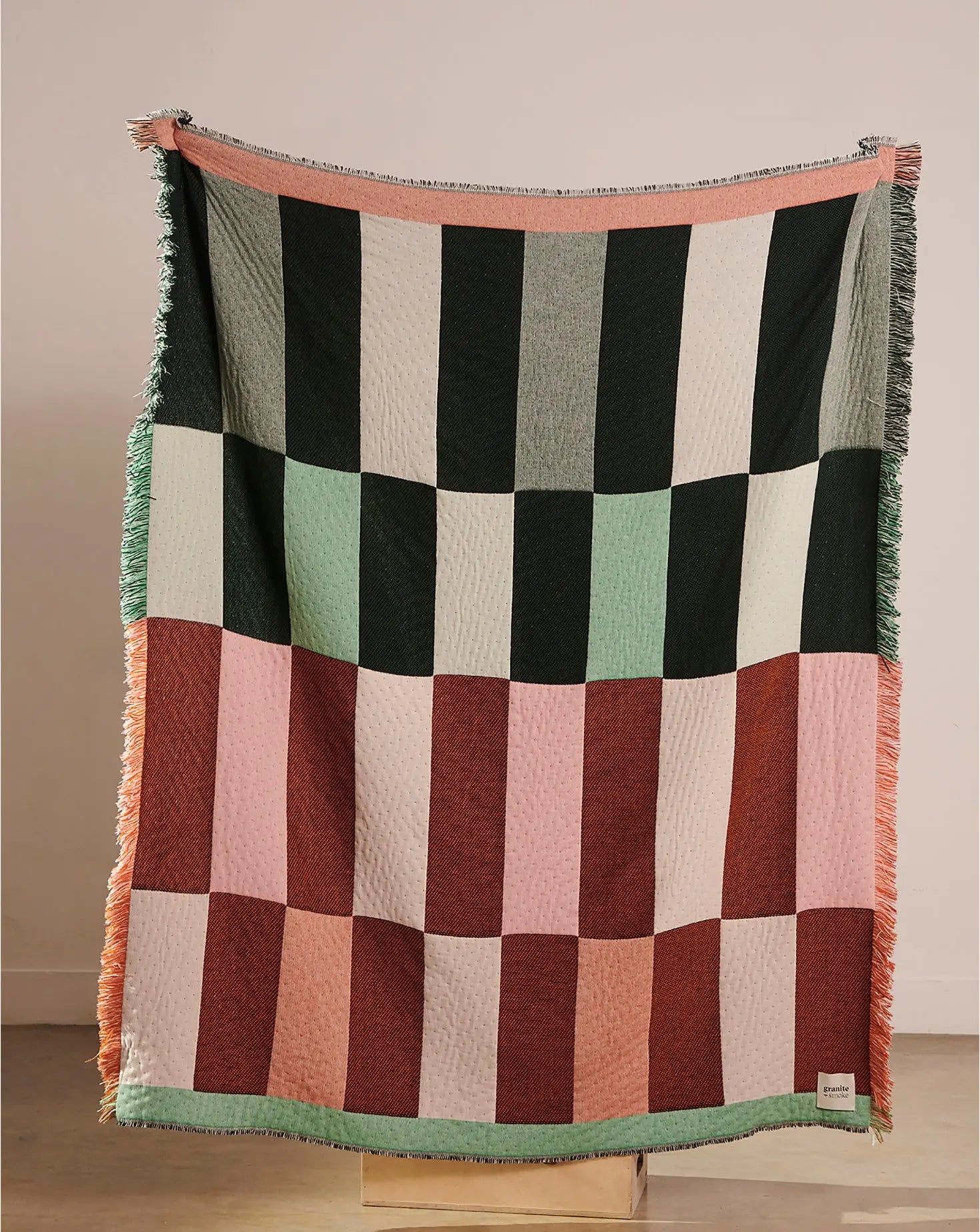 Dash Green and Pink Blanket Granite and Smoke