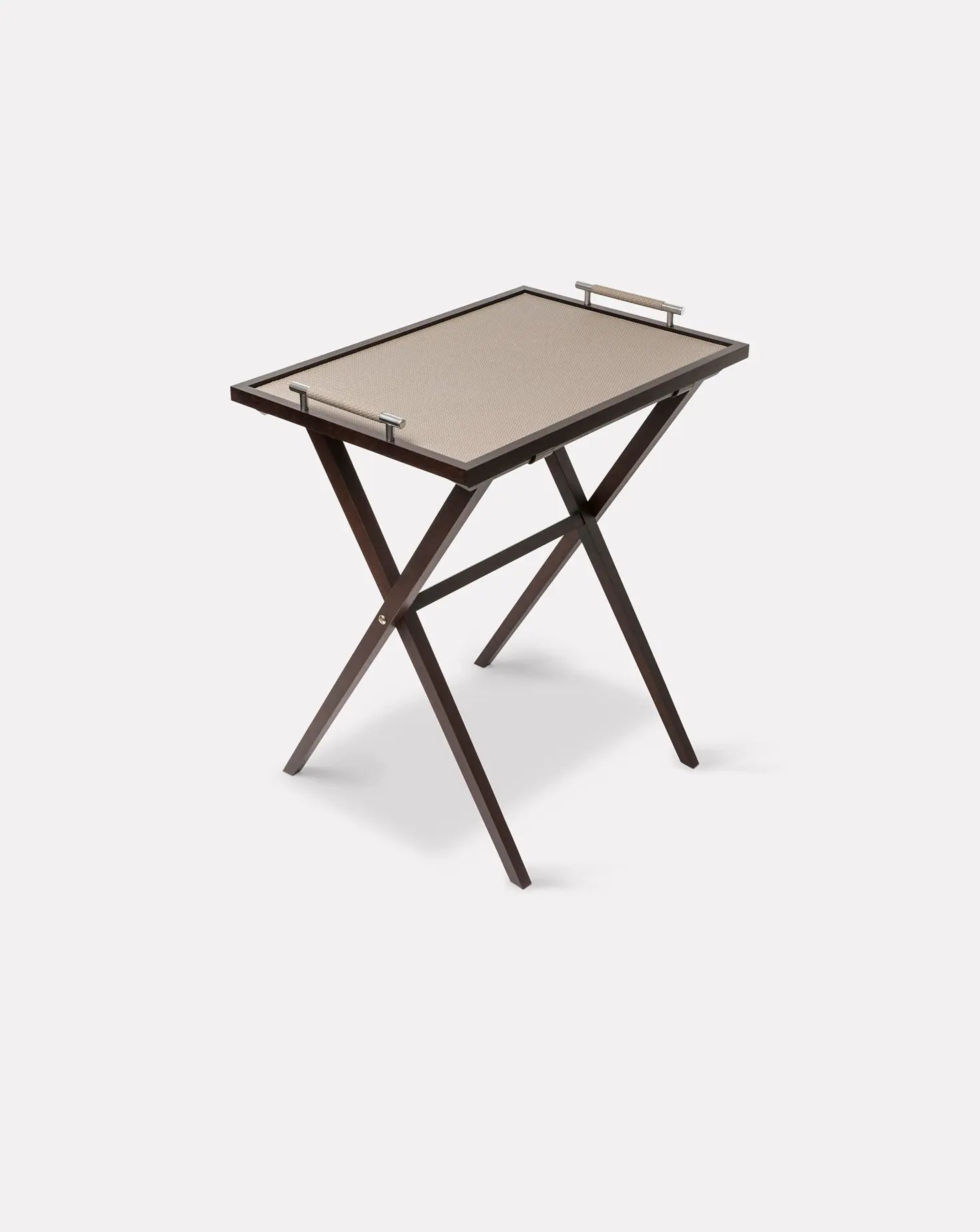Dedalo Brown Leather Folding Table Pinetti