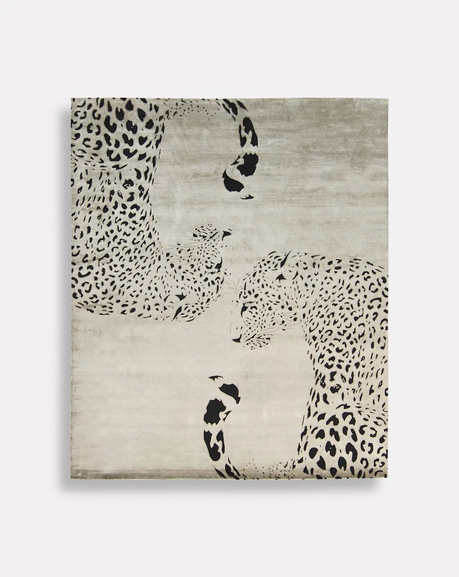 Double Leopard Silk and Wool Rug Sahrai Milano