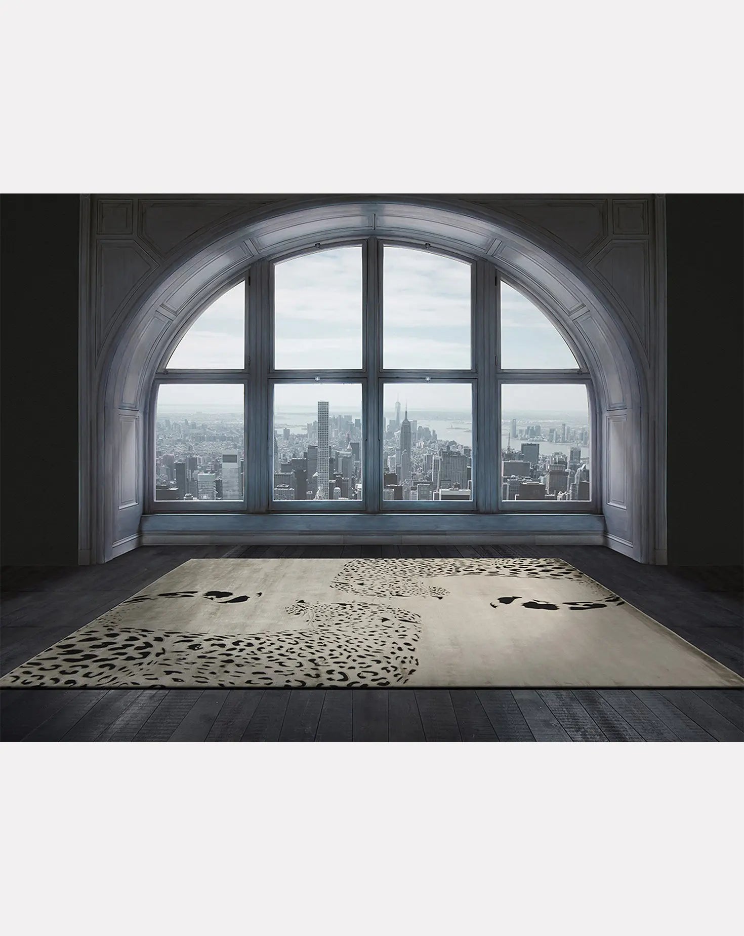 Double Leopard Silk and Wool Rug Sahrai Milano