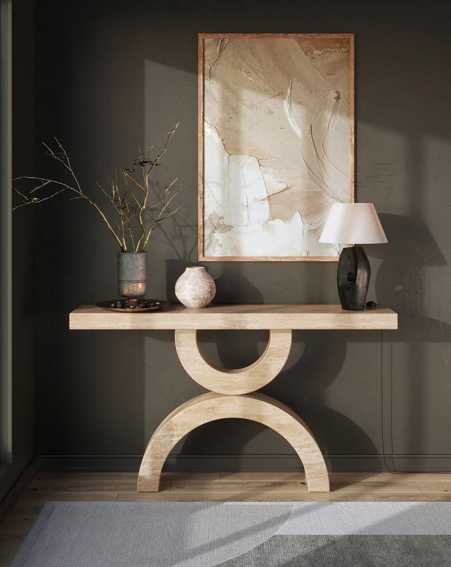 Droid Travertine Marble Console