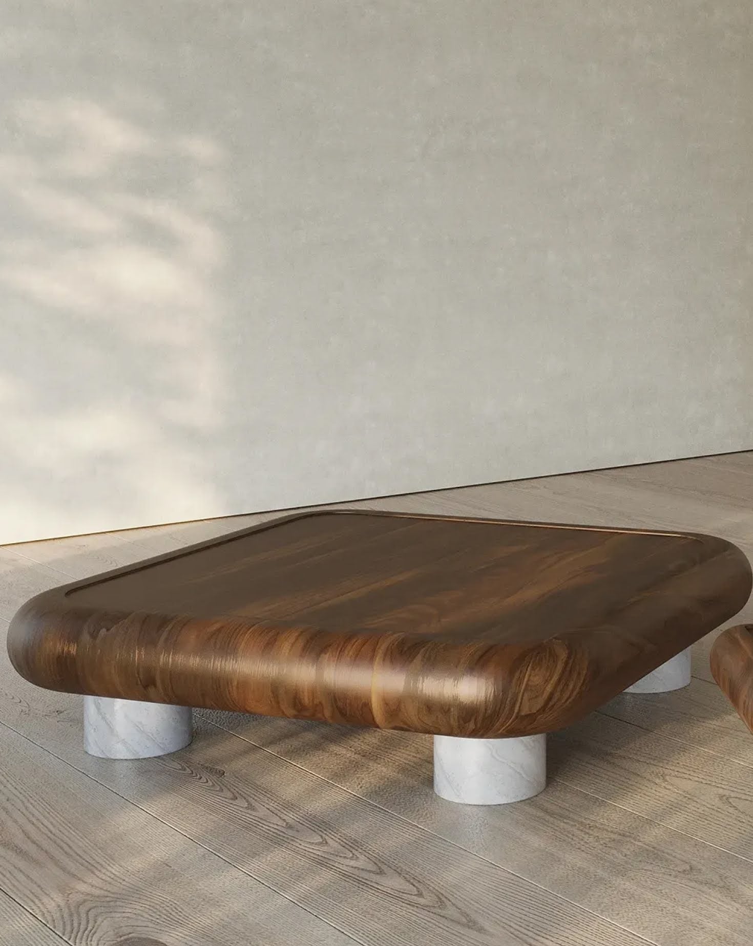 Fat Wood and Marble Coffee Table