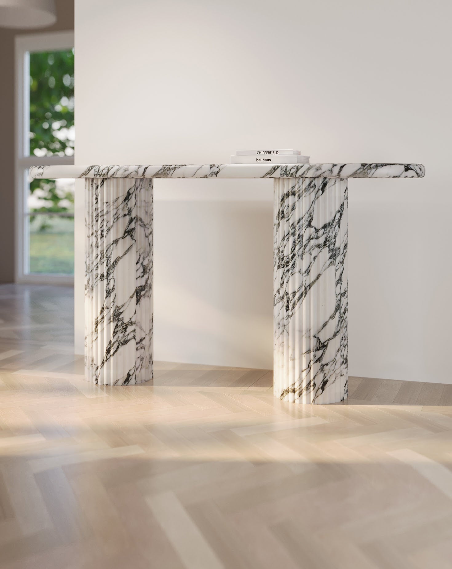 Fluted Telly Marble Console Table