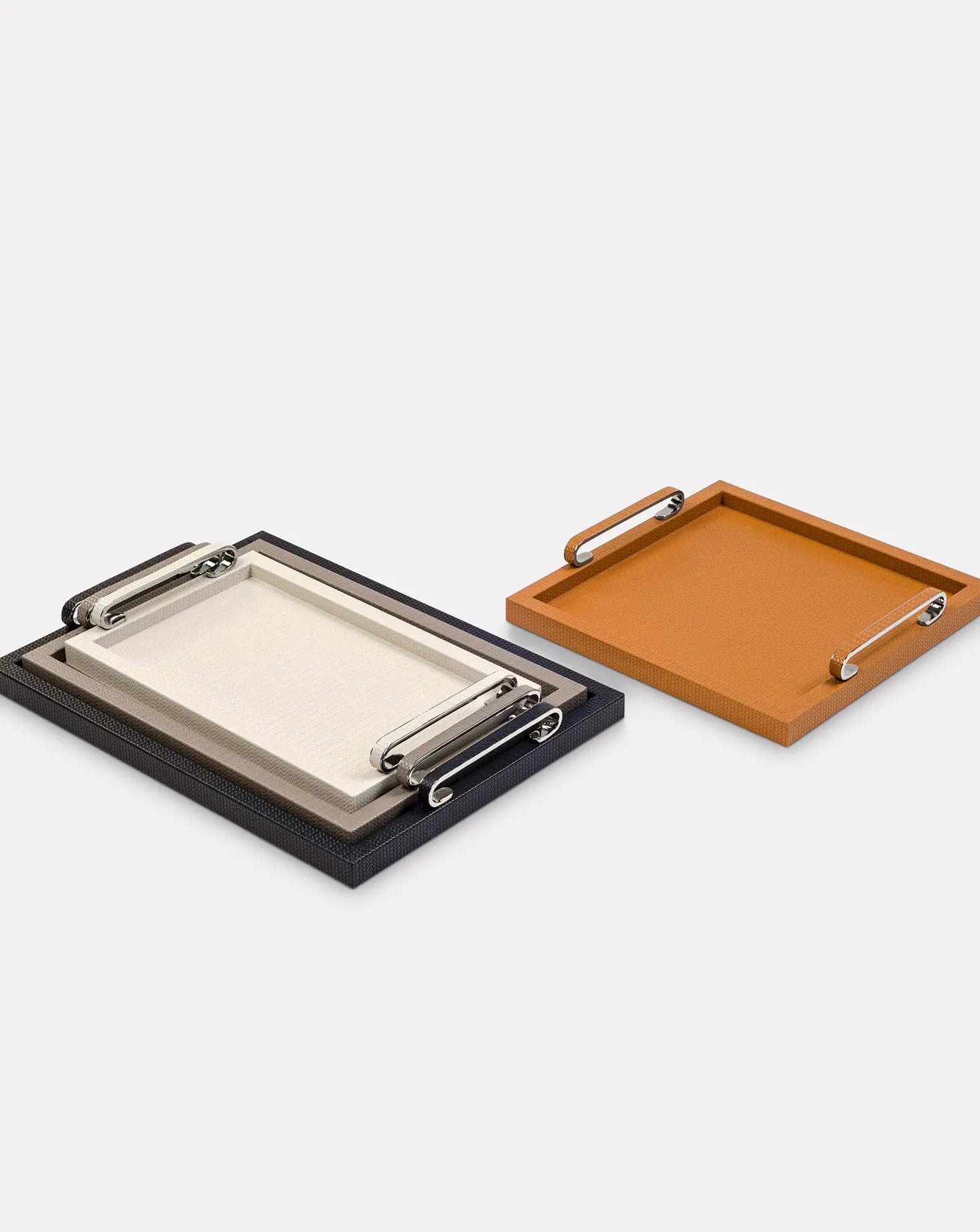 Foscari Brown Leather Tray Pinetti