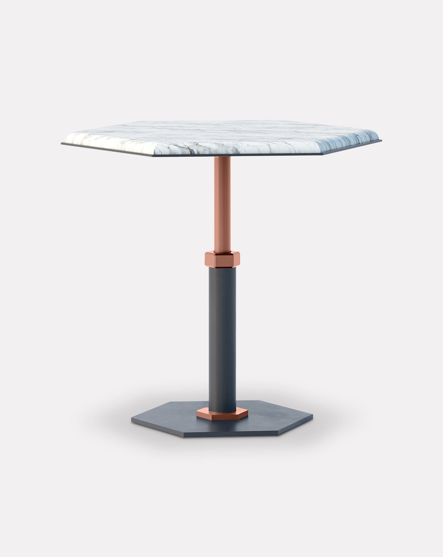 Pedestal Bianco Hexagon Side Table