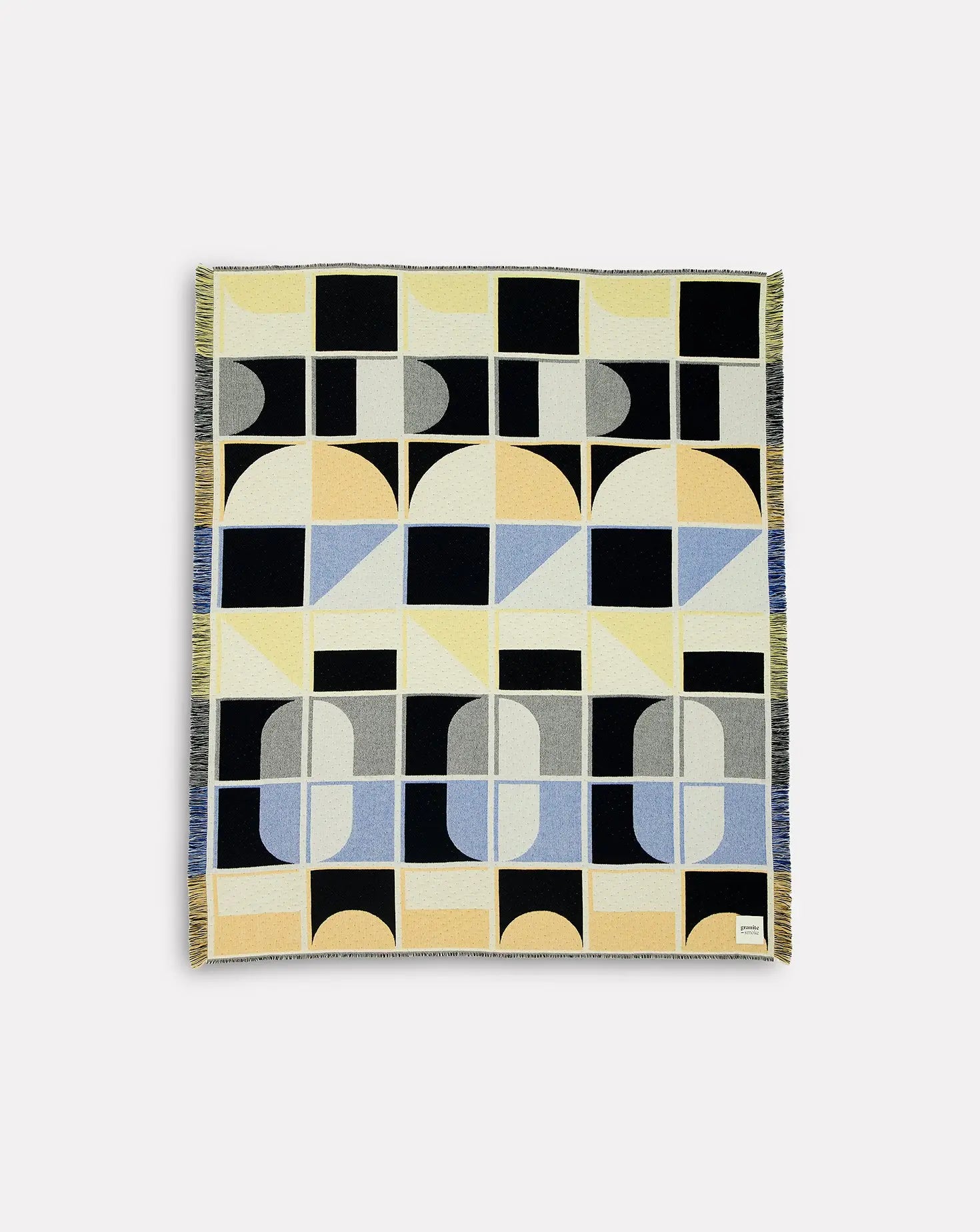 Grid Blue and Yellow Blanket Granite and Smoke
