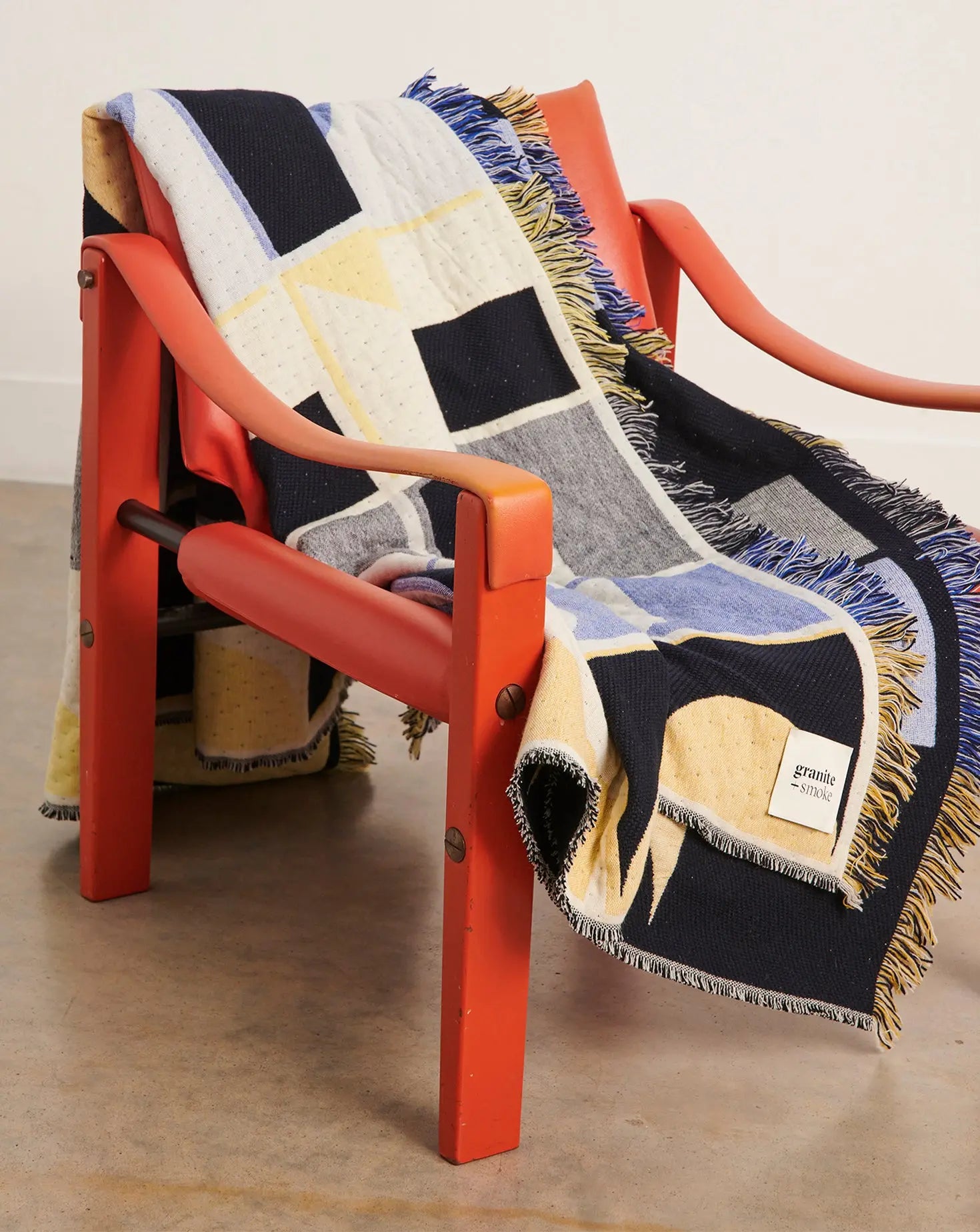 Grid Blue and Yellow Blanket Granite and Smoke