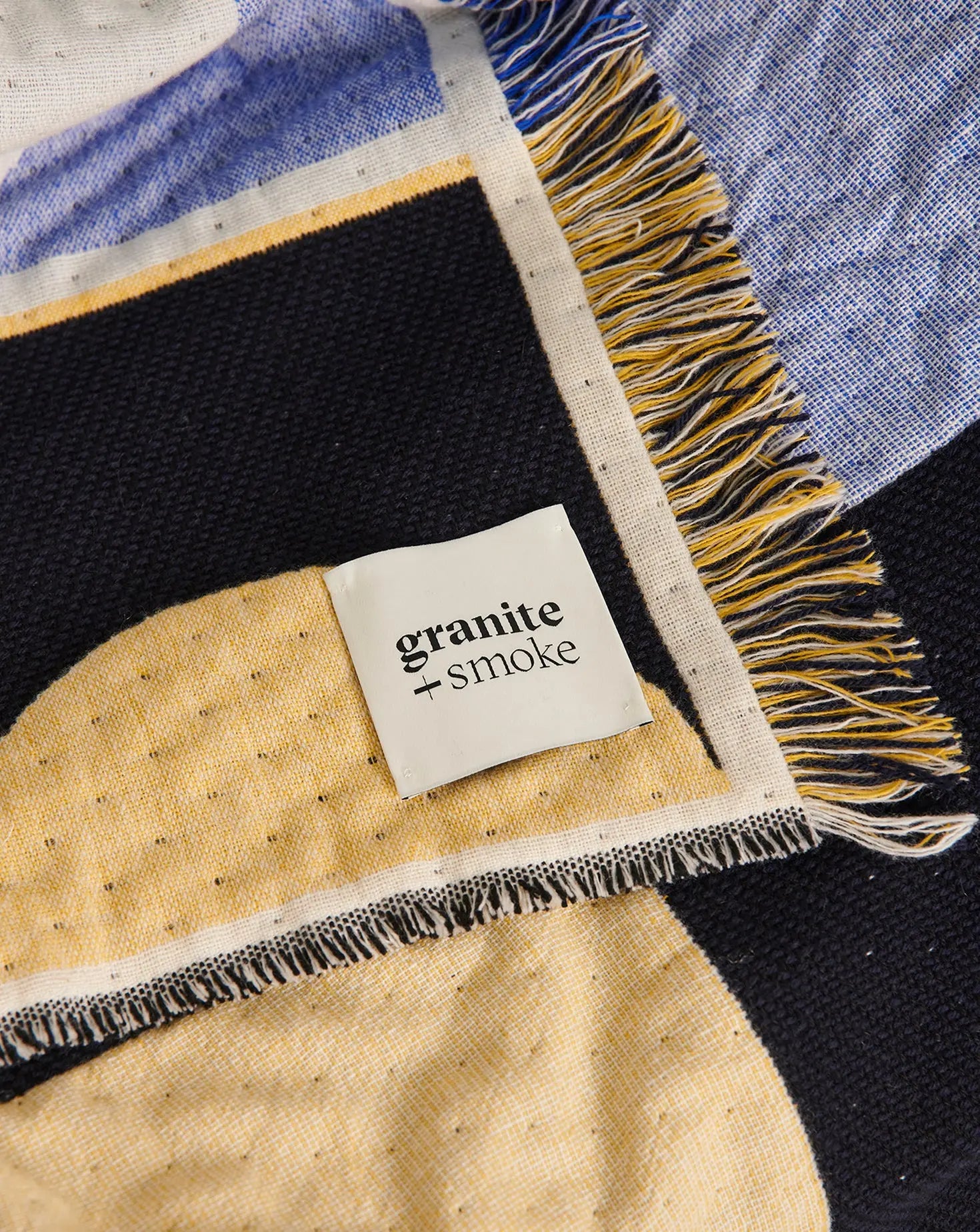 Grid Blue and Yellow Blanket Granite and Smoke