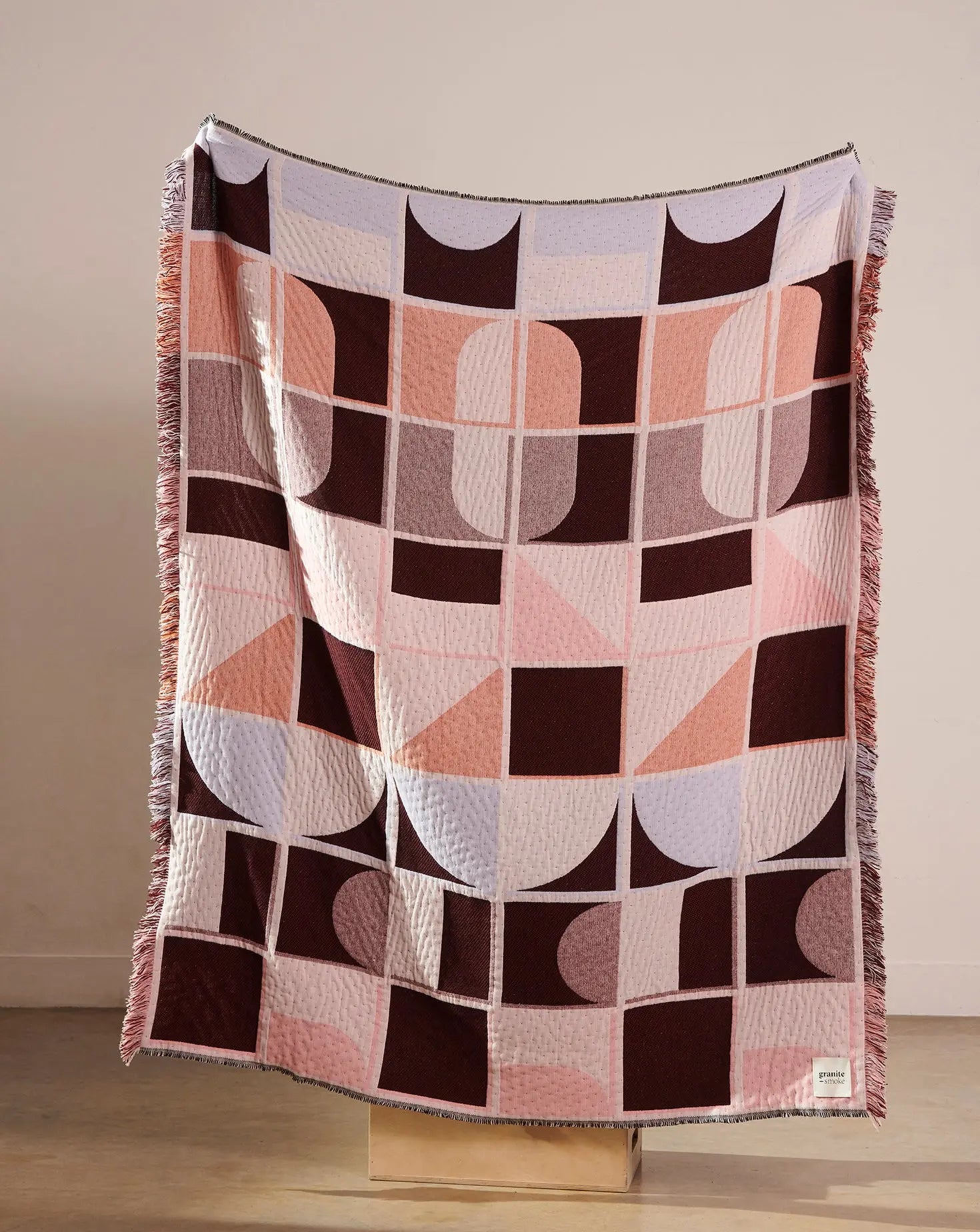 Grid Pink Blanket Granite and Smoke