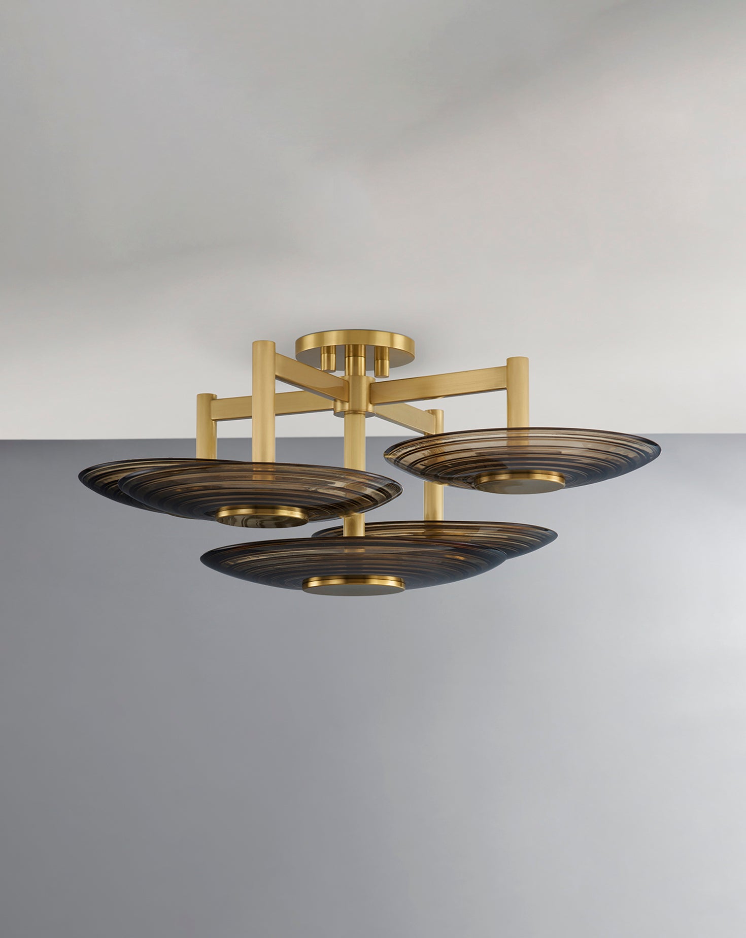 Griston Brass and Glass Flush Mount