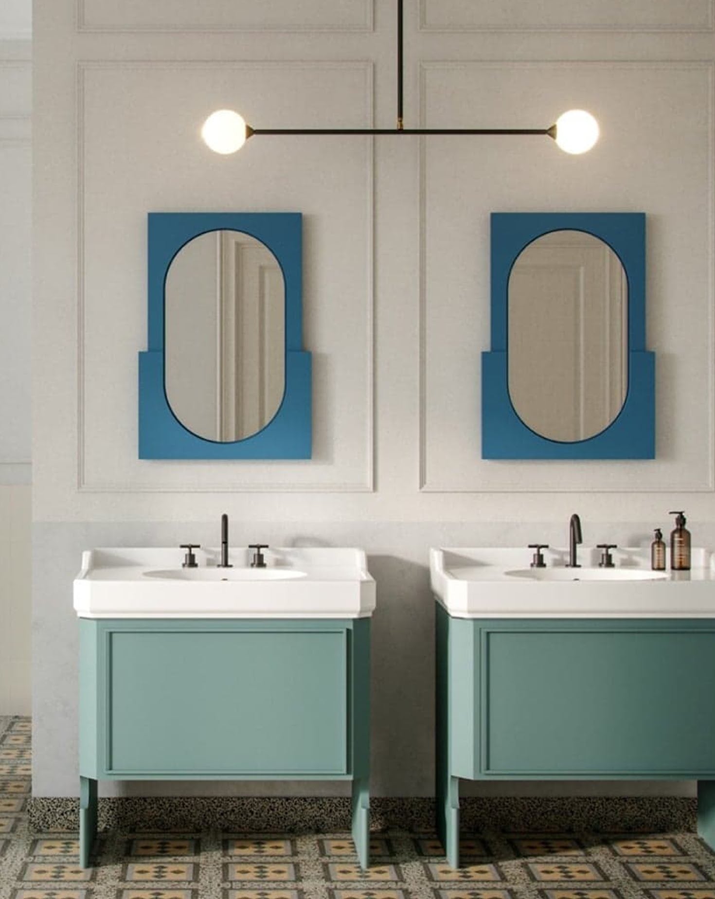 Two Spheres Metal and Glass Pendant