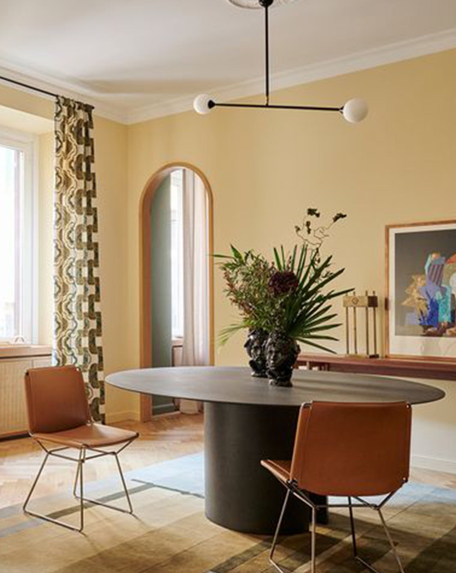 Two Spheres Metal and Glass Pendant