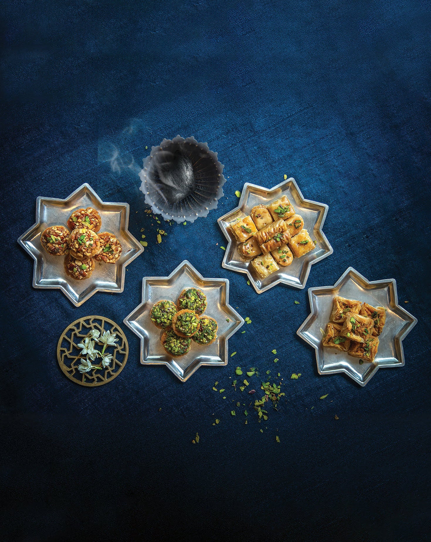 8 Point Star Plate With Kalai Set of 4