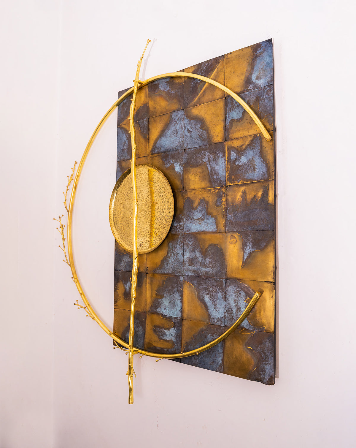 Sculptural metal wall piece with customisable dimensions for collectors of artisan design