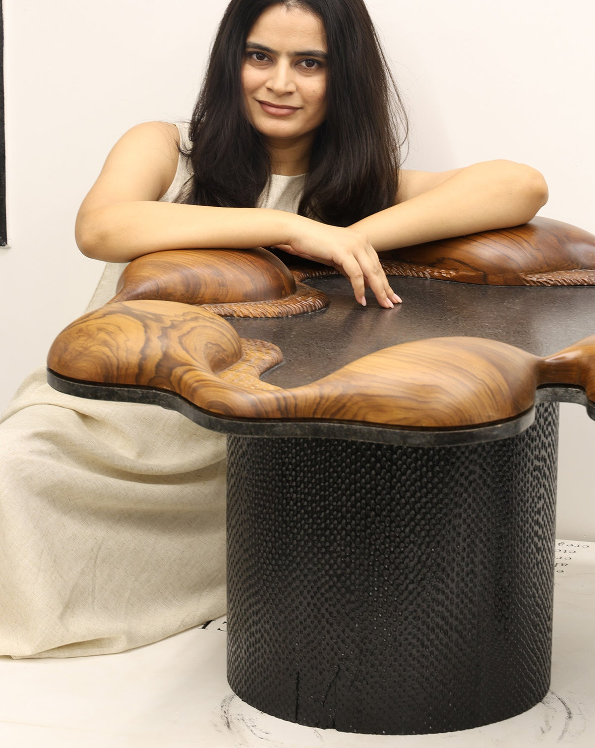 Solid stone and warm timber combined, a study in weight and warmth