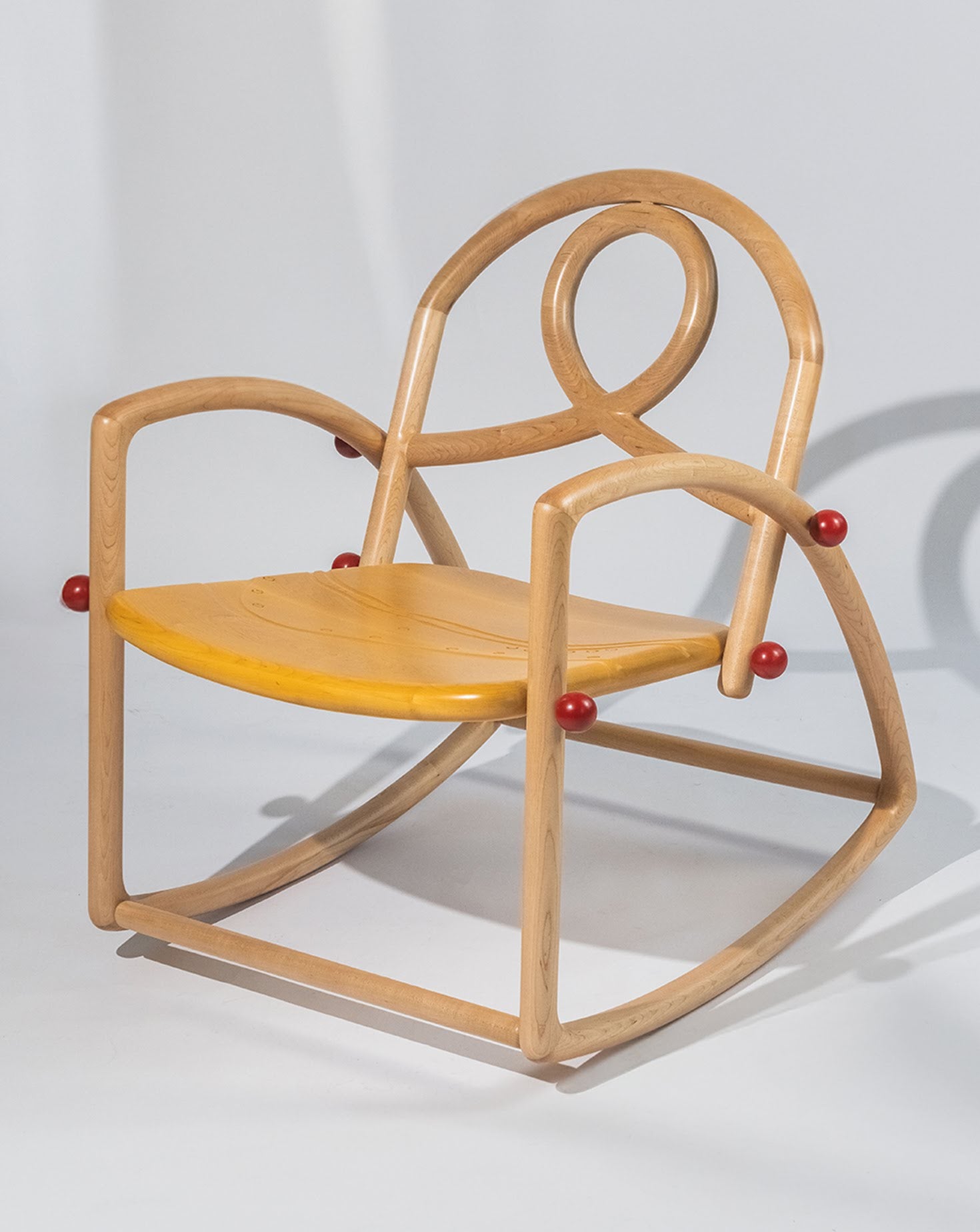 Acil Maple Wood and Carmine Swing Chair