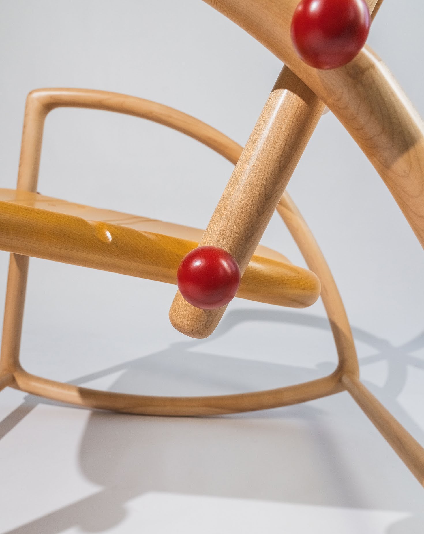 Acil Maple Wood and Carmine Swing Chair