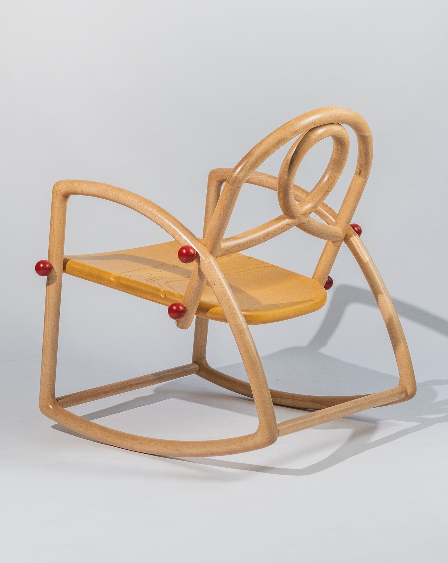 Acil Maple Wood and Carmine Swing Chair