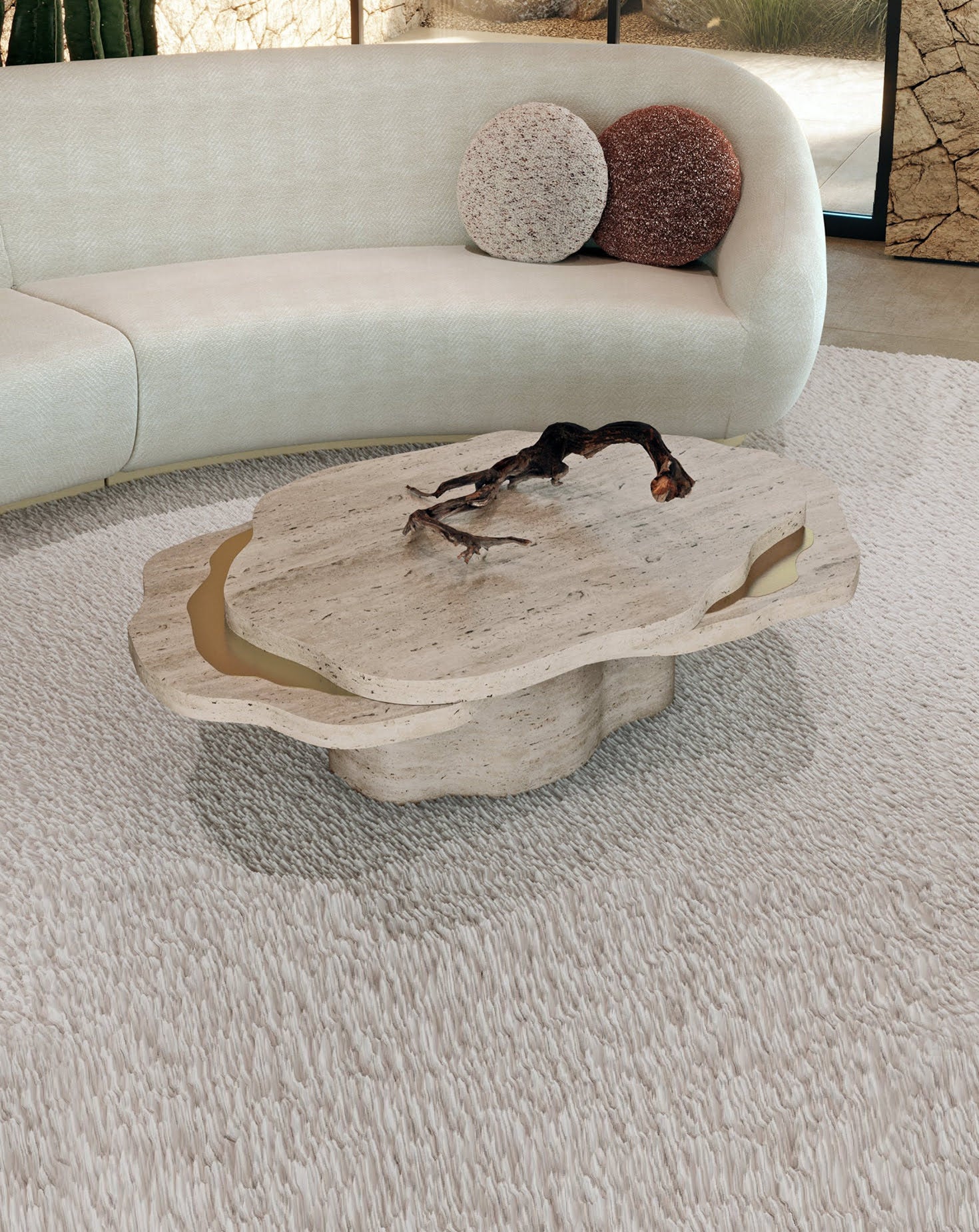 Arizona Travertine Stone Coffee Table