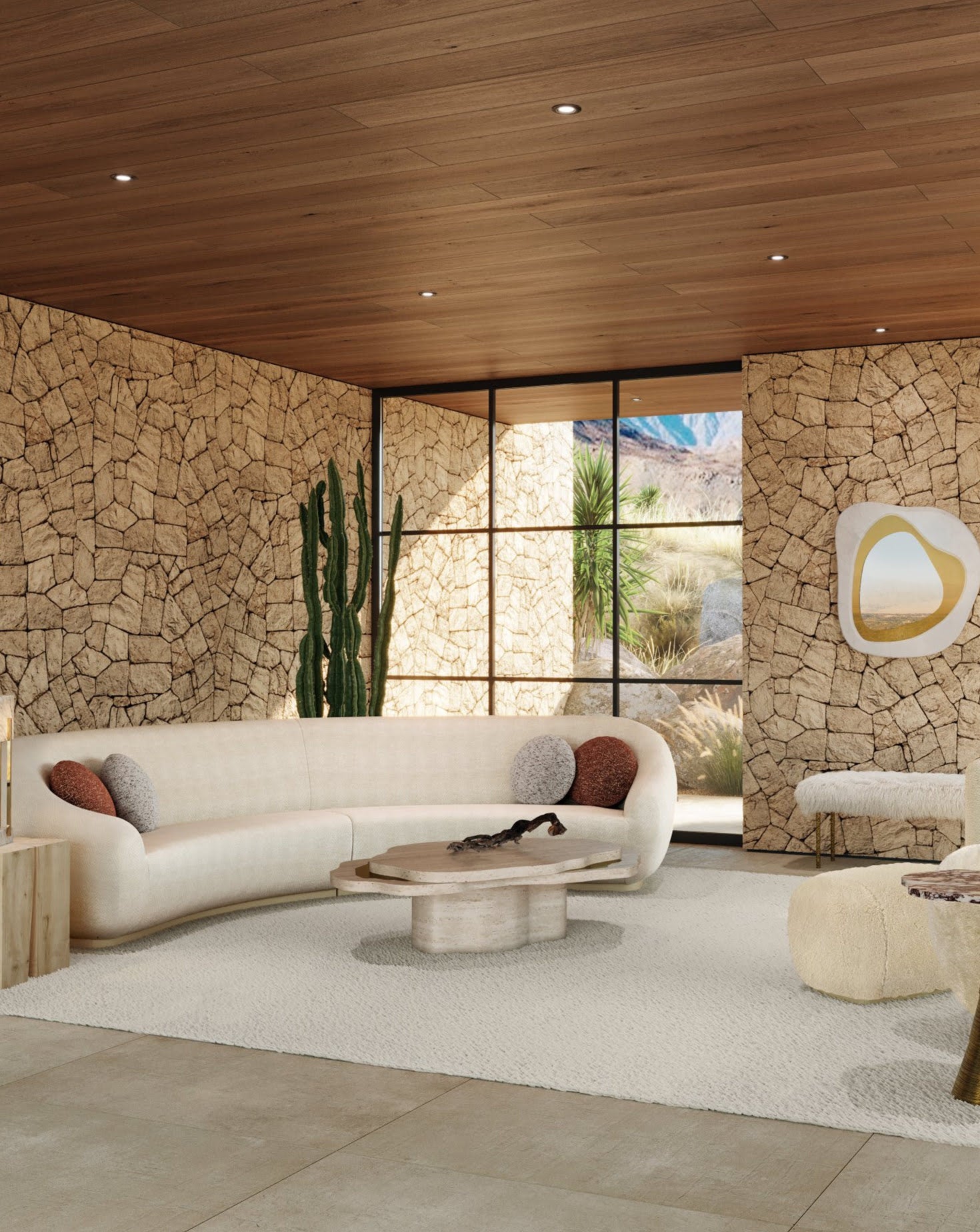 Arizona Travertine Stone Coffee Table