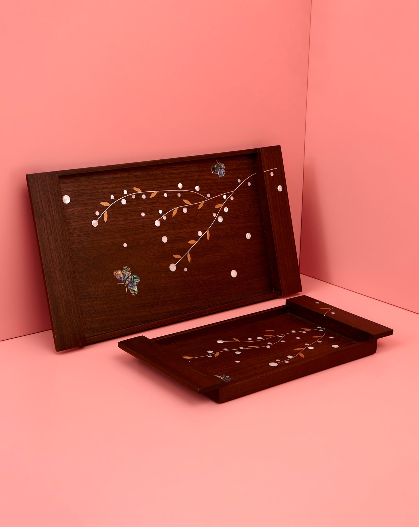 Butterfly Walnut With Mother Of Pearl Tray