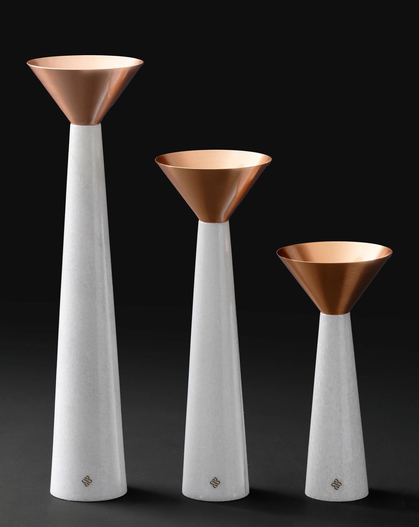 Cu Stone Candlestand Marble White Sets of 3