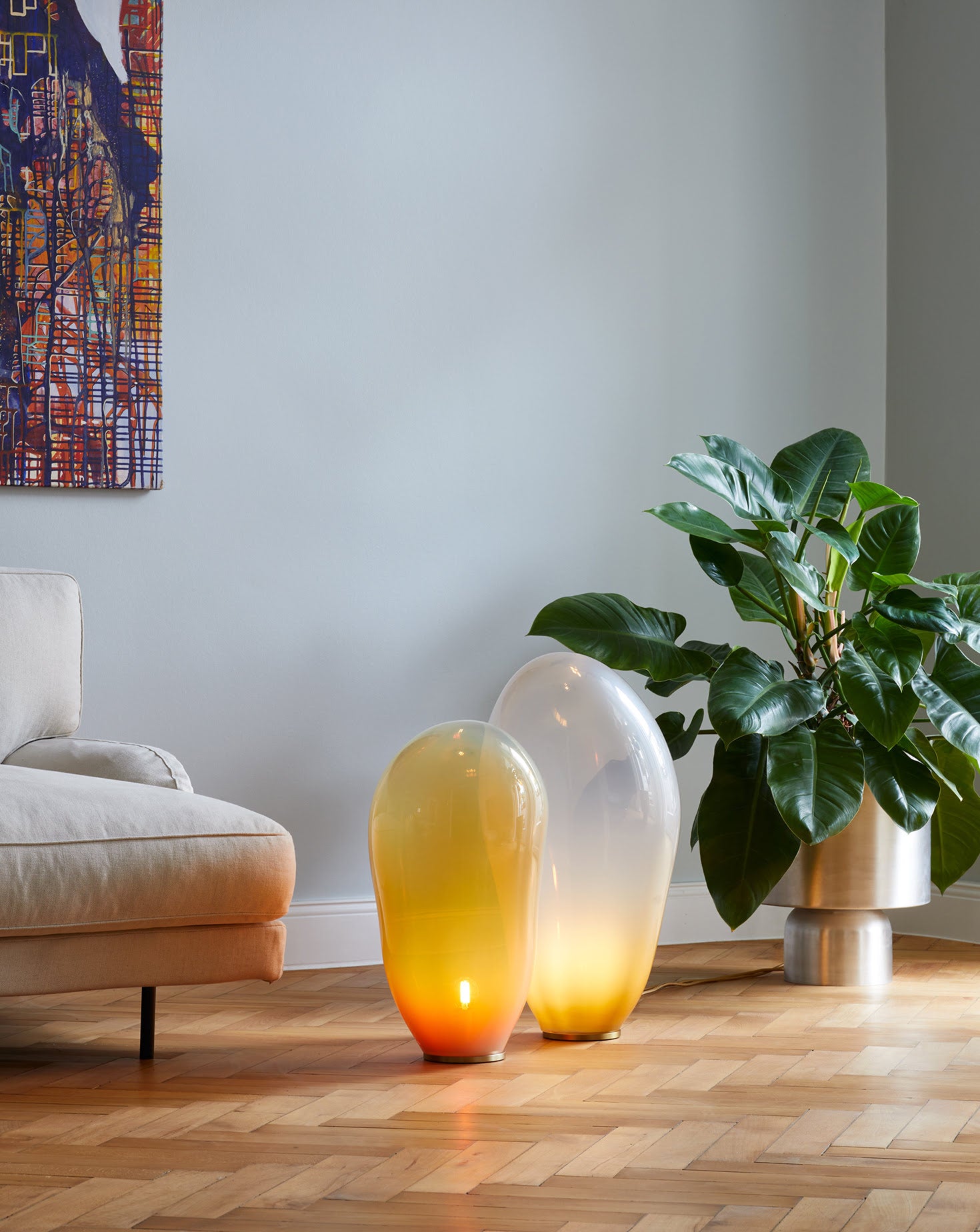 Dschubba Taupe Opaque Floor Lamp