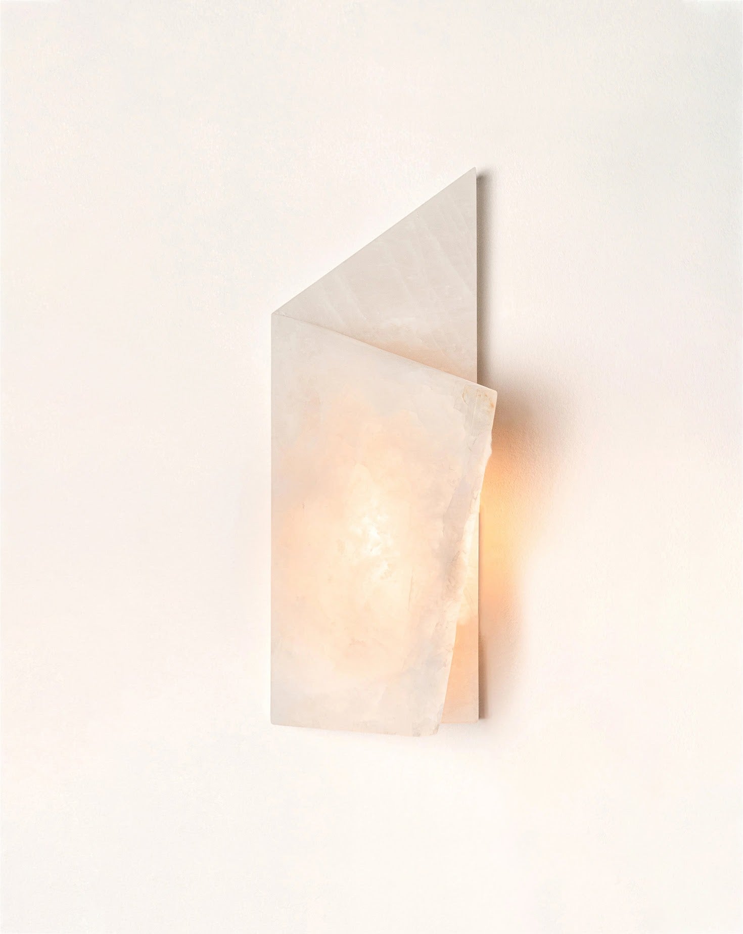 Folded Brushed Brass and Marble Wall Light