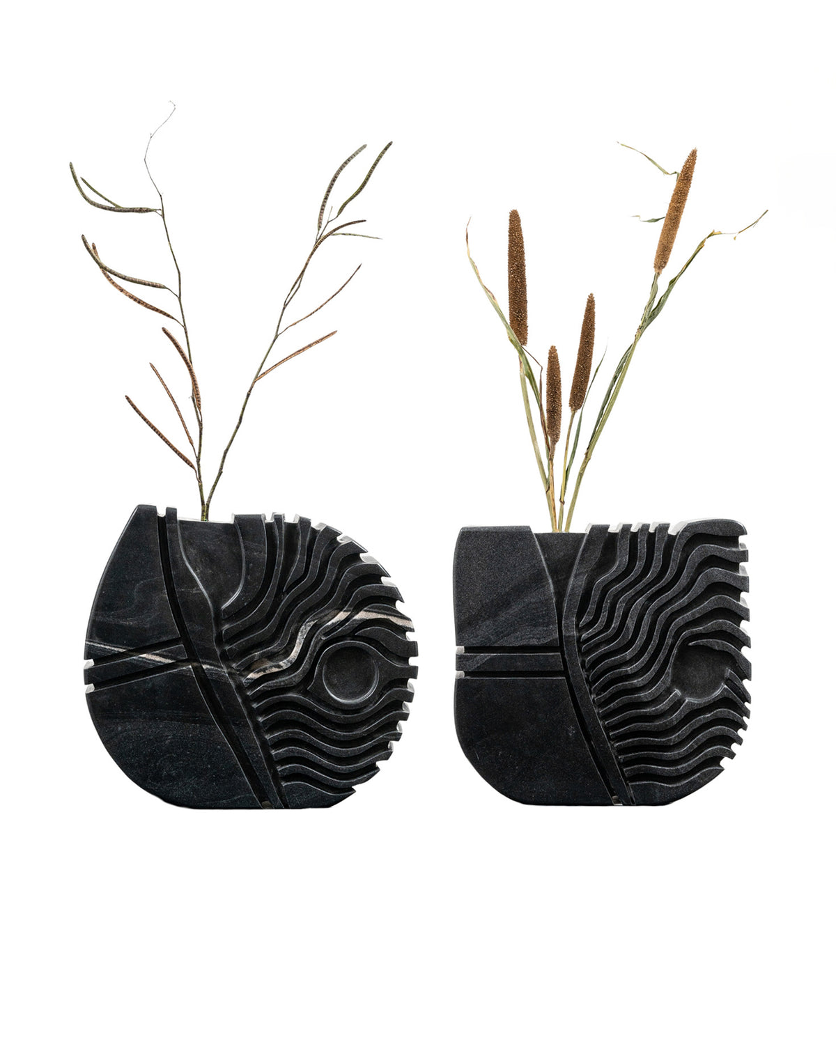IDA 02 Black Marble Sculptural Vase