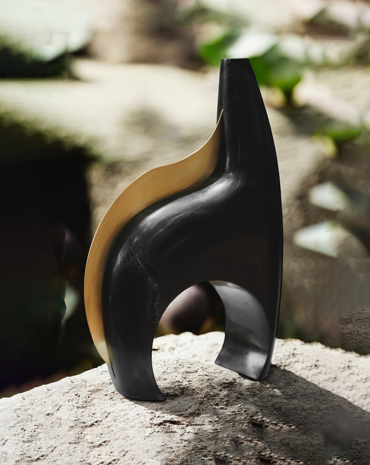 IRA 02 Marble and Brass Sculptural Vase