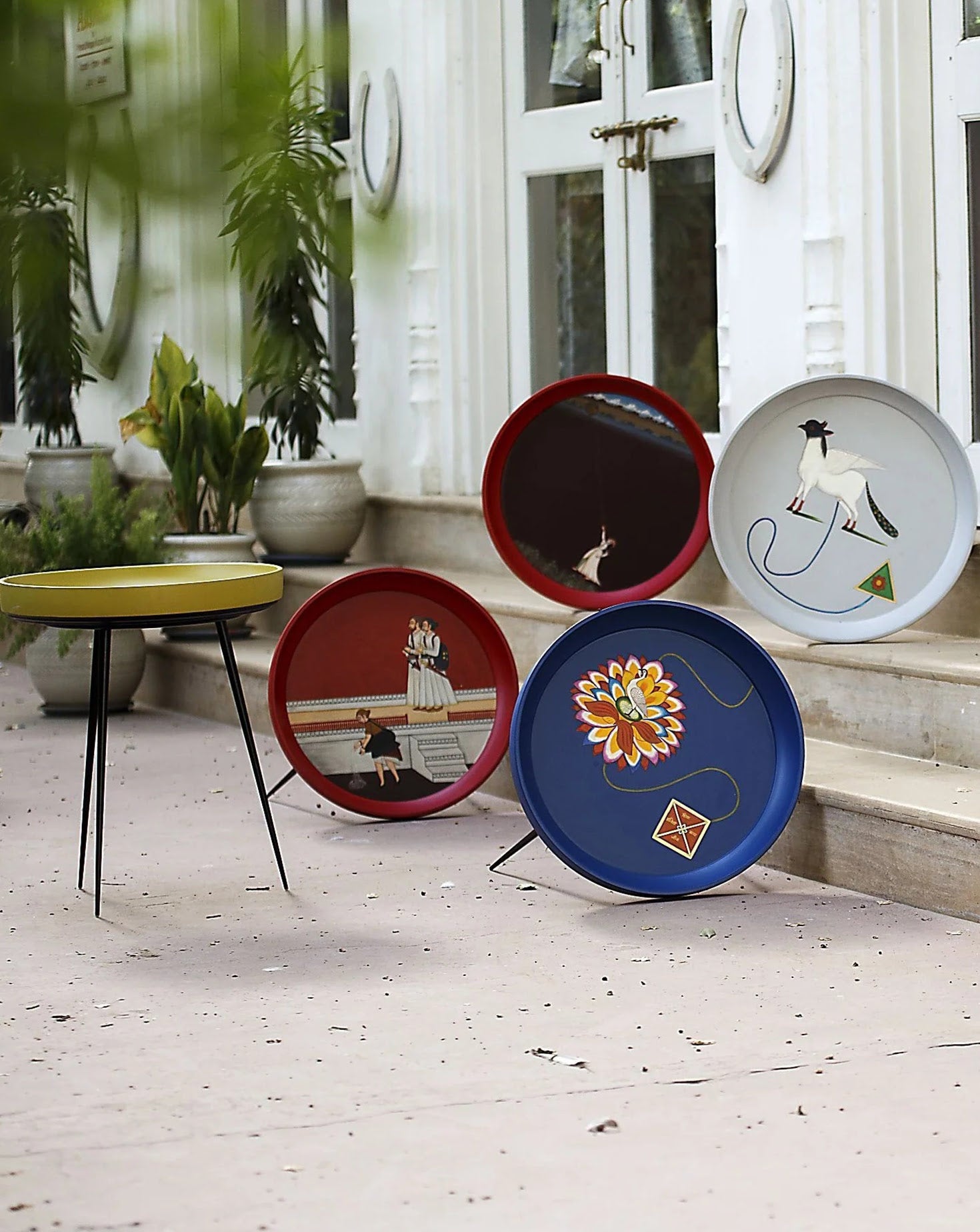 Kalam Maharaja Wood and Steel Side Table