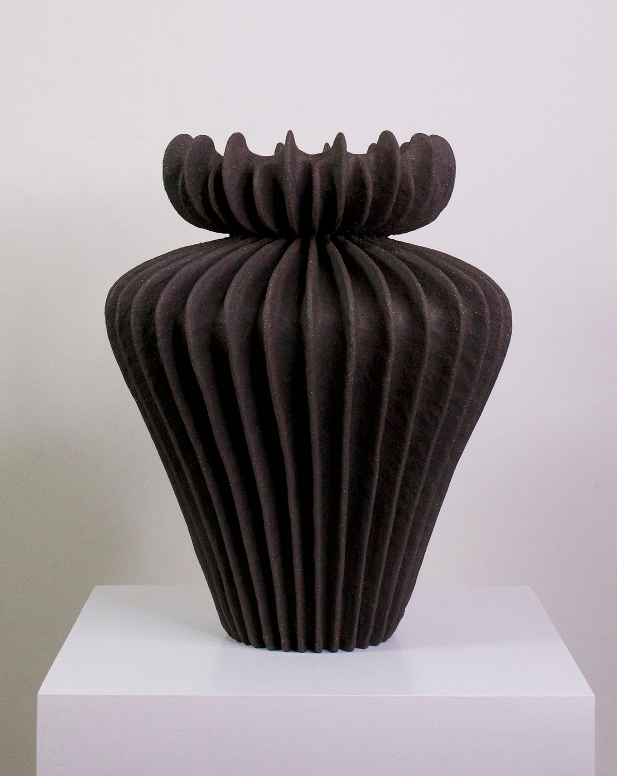 Lamellae Black Sculptural Vessel — lifestyle view 1
