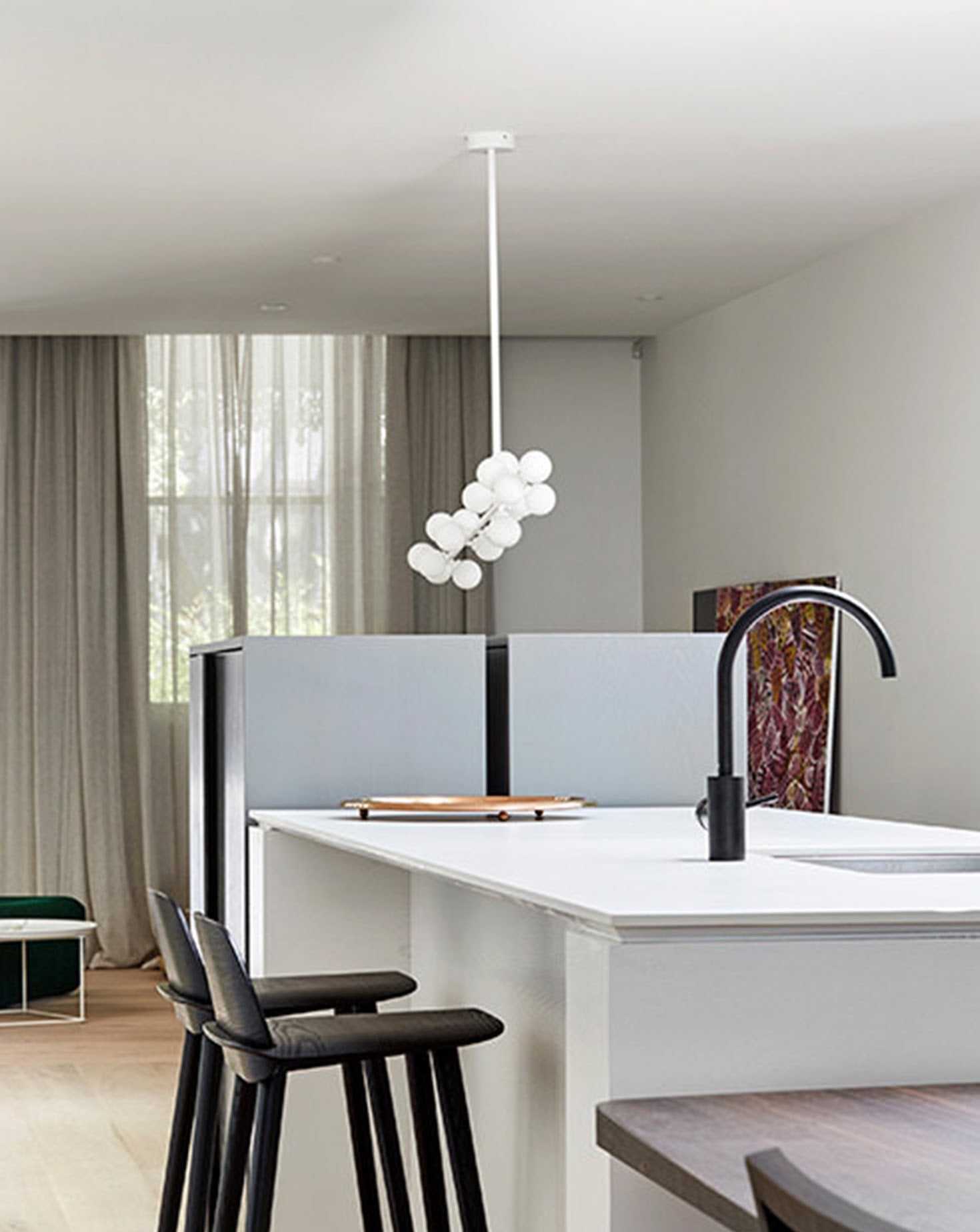 Mimosa Metal and Glass Pendant