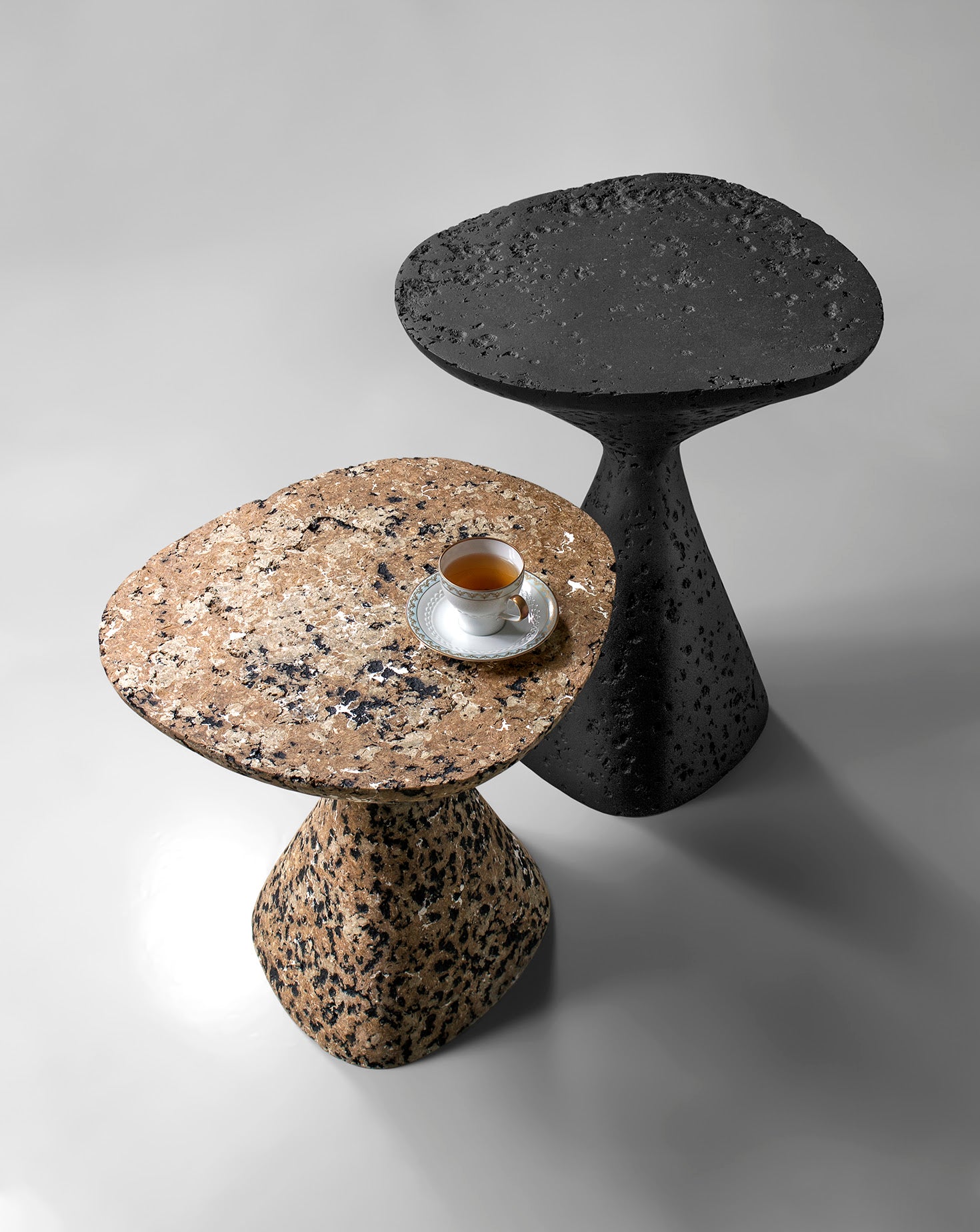 Mottled Black Sculptural Side Table