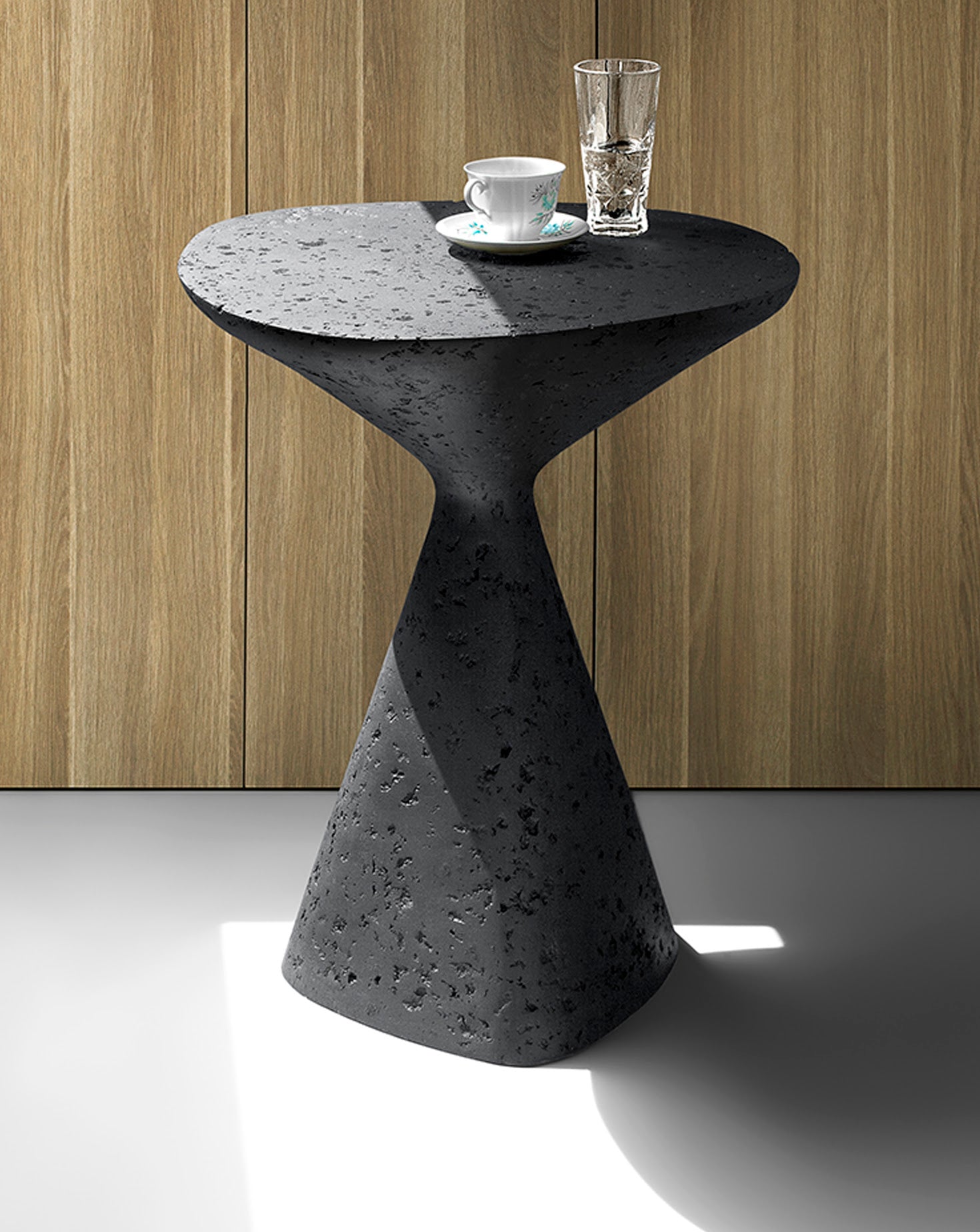 Mottled Black Sculptural Side Table
