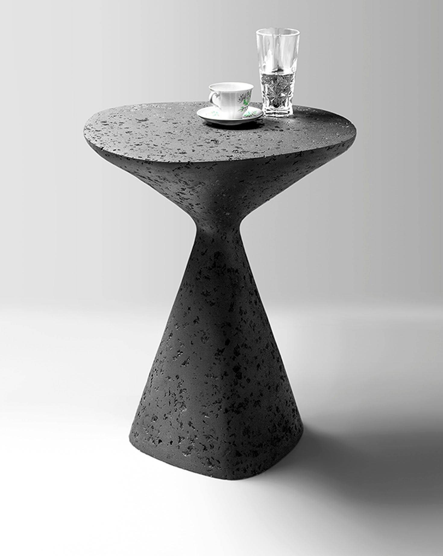 Mottled Black Sculptural Side Table