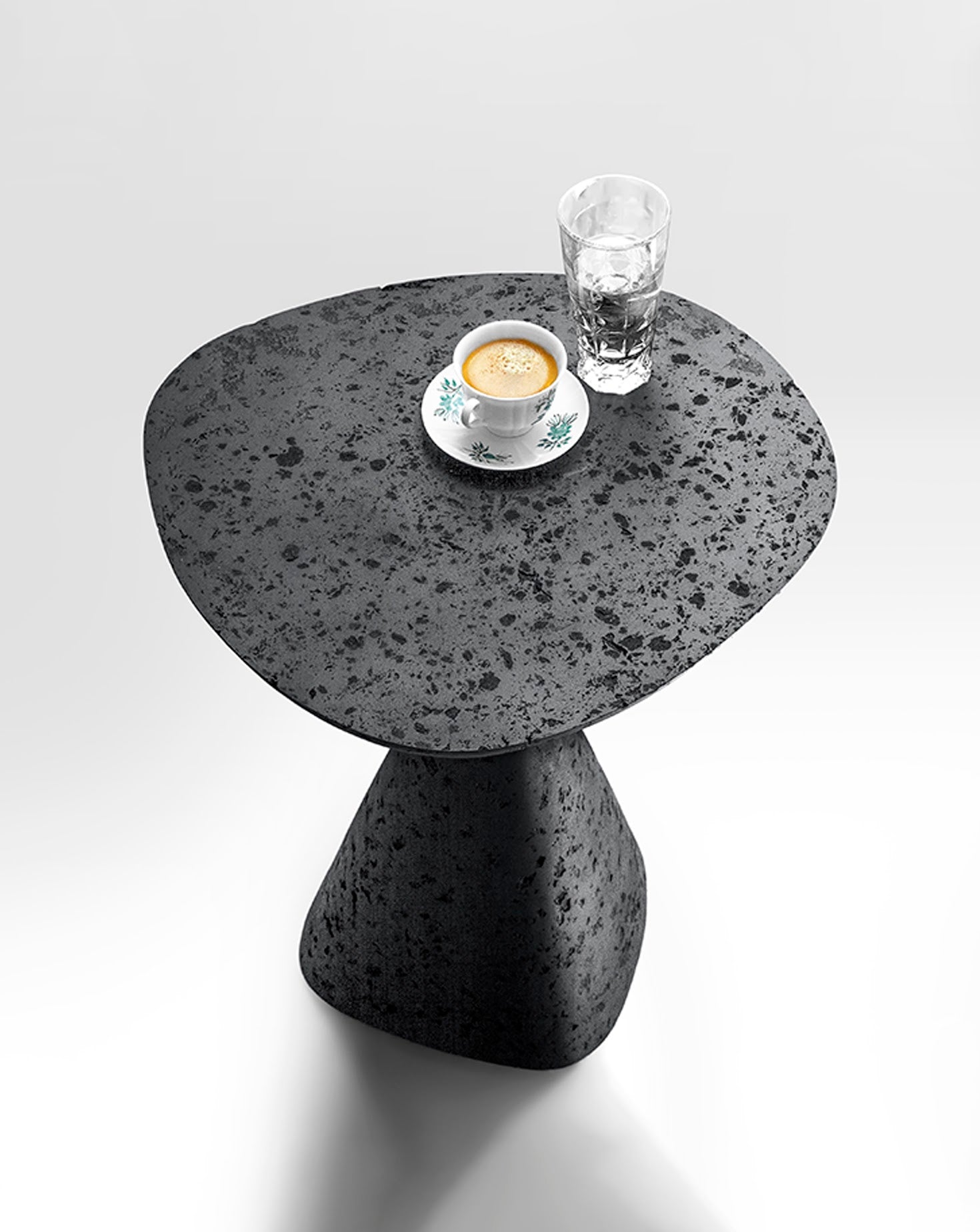 Mottled Black Sculptural Side Table