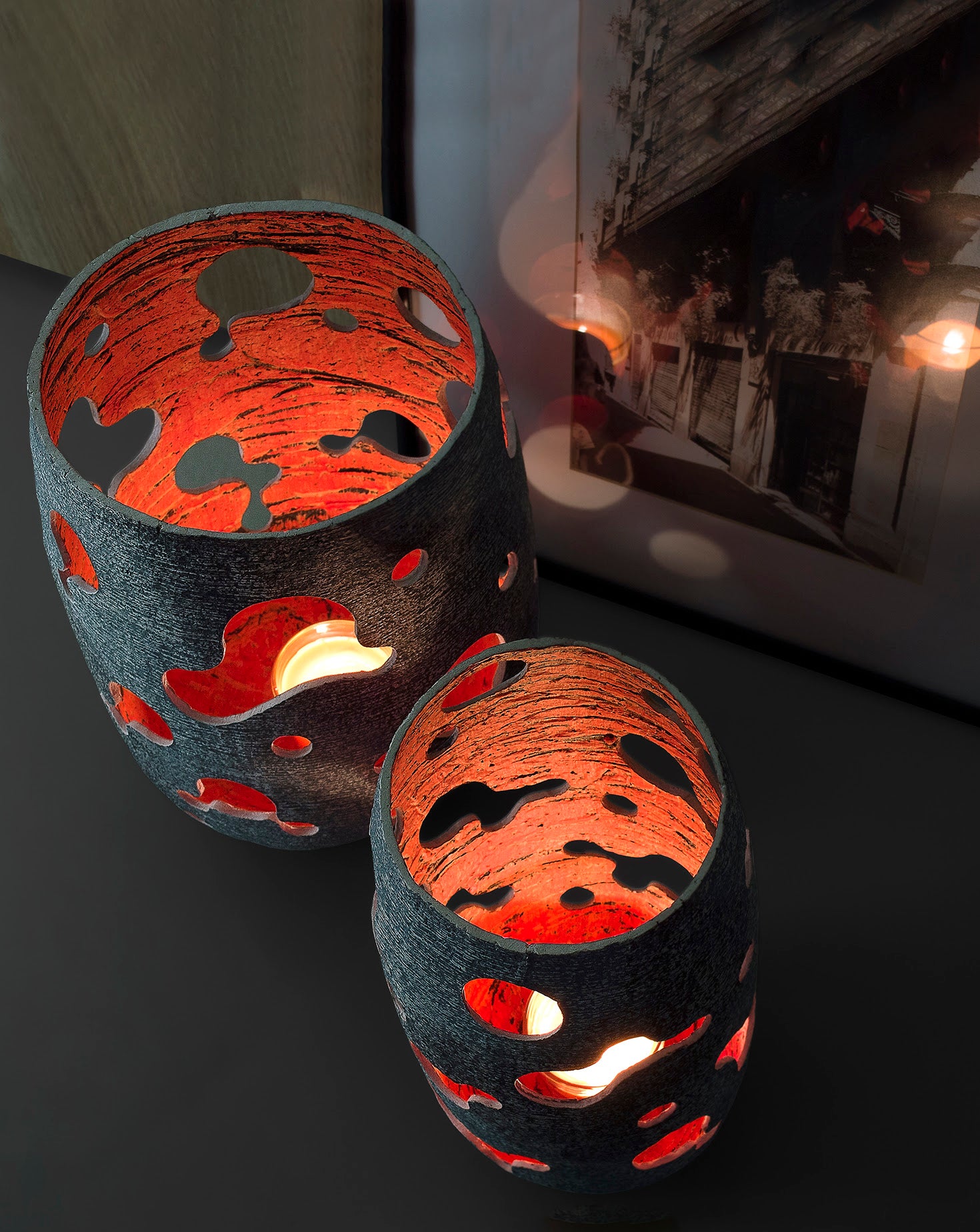 Narrow Candle Lantern Accent Vase