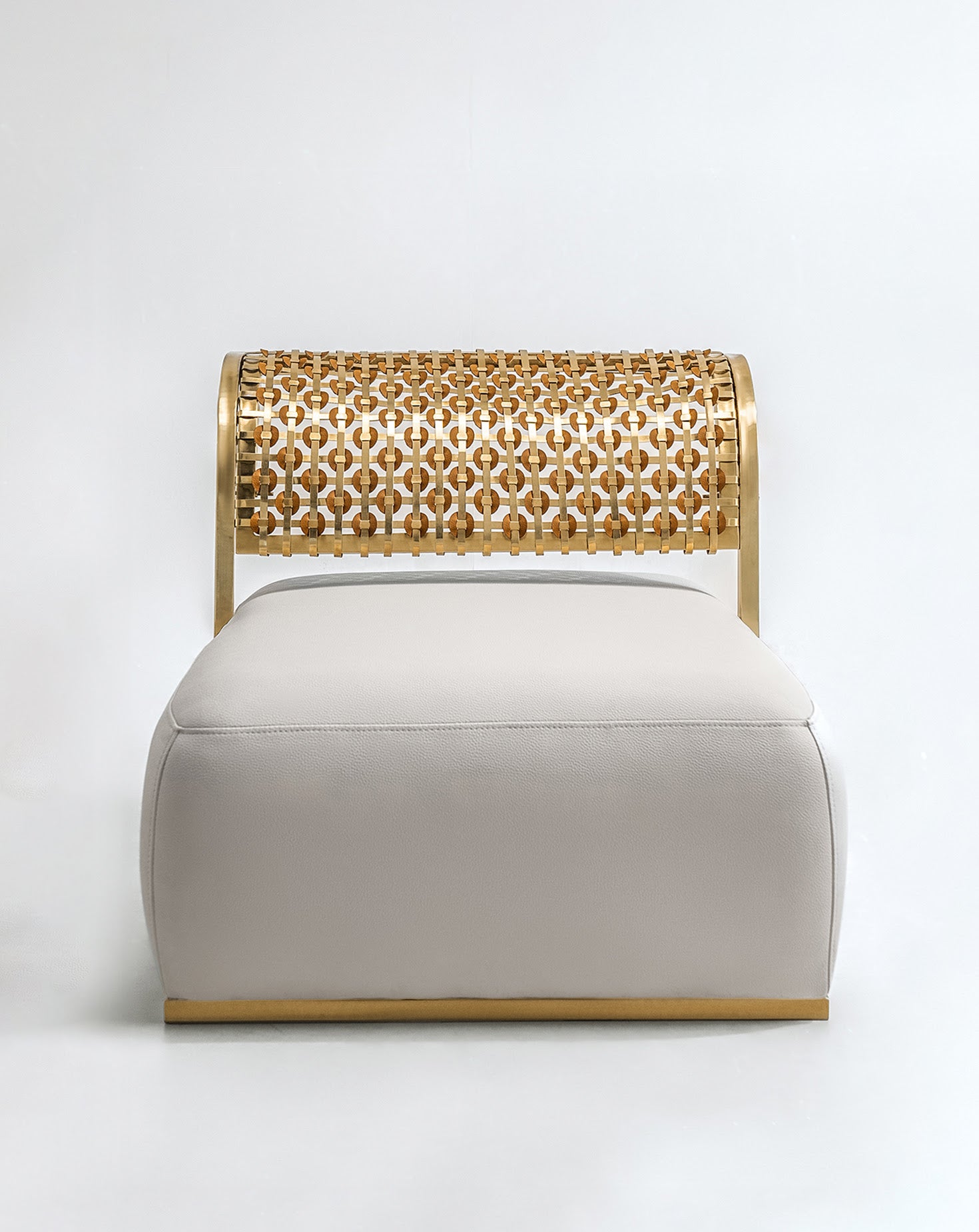 Nouveau Steel and Brushed Gold Armchair