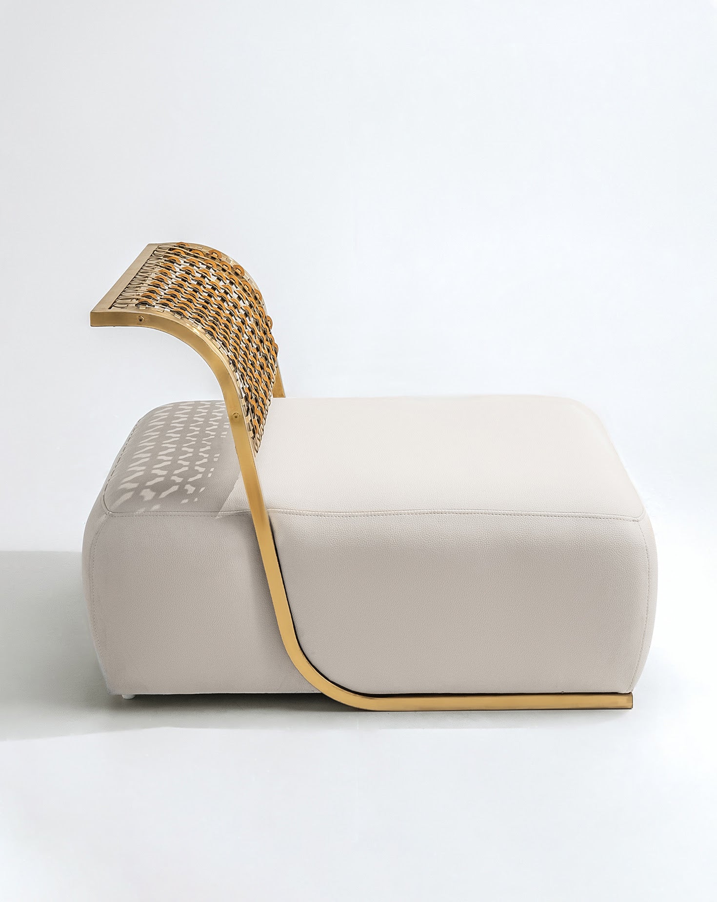 Nouveau Steel and Brushed Gold Armchair