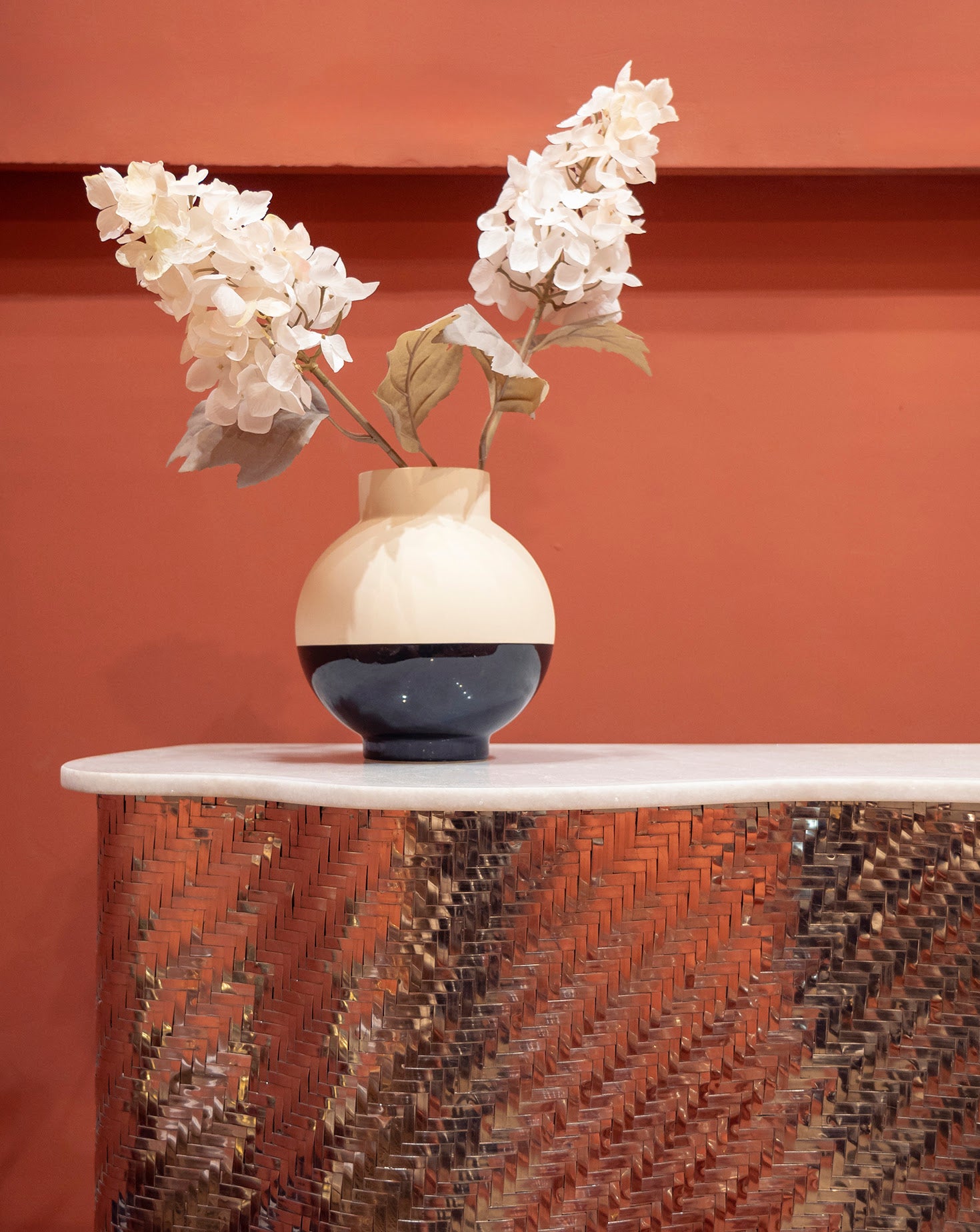 SS Woven Silver and Chrome Bar Cabinet