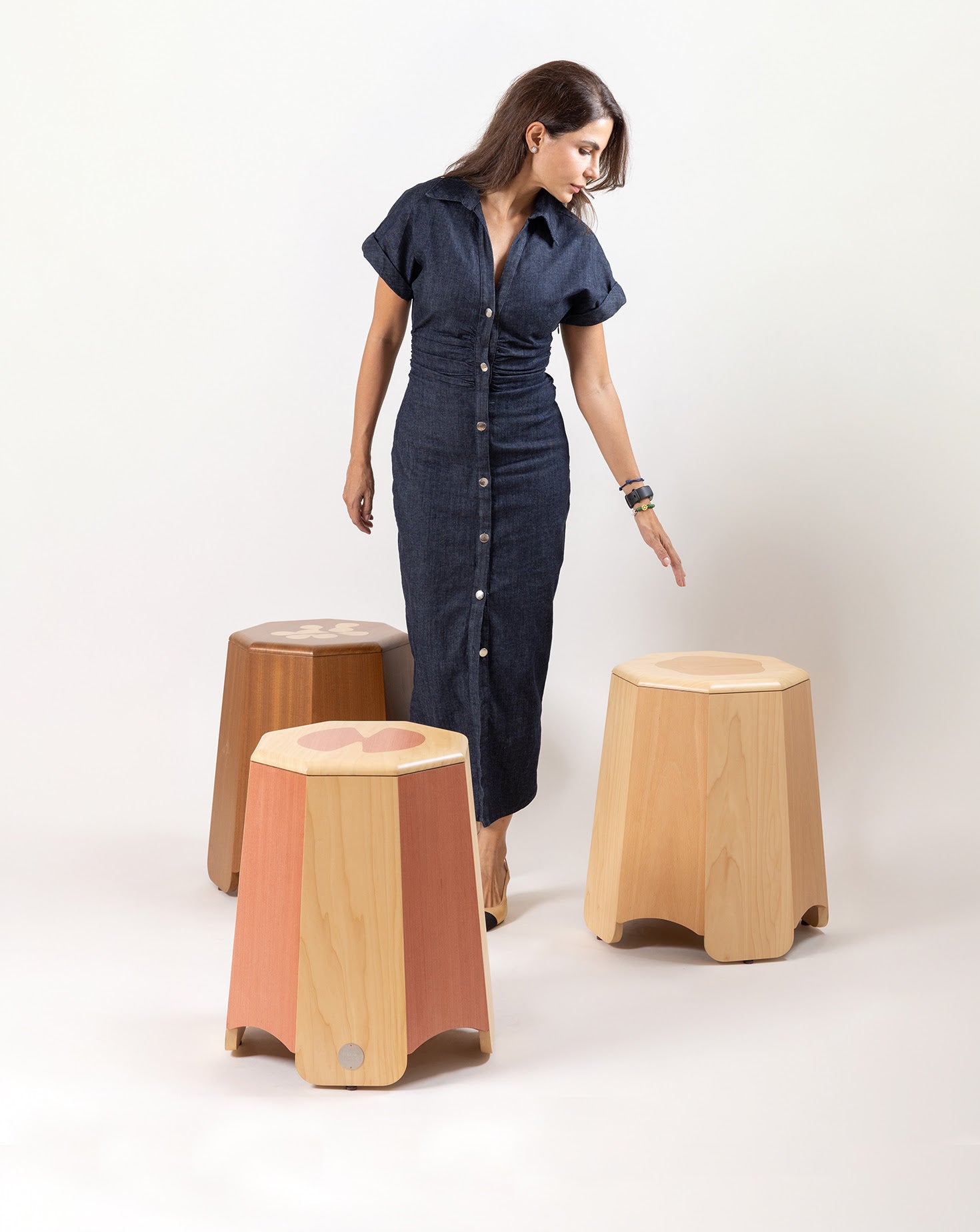 Saif Natual Wood Stool