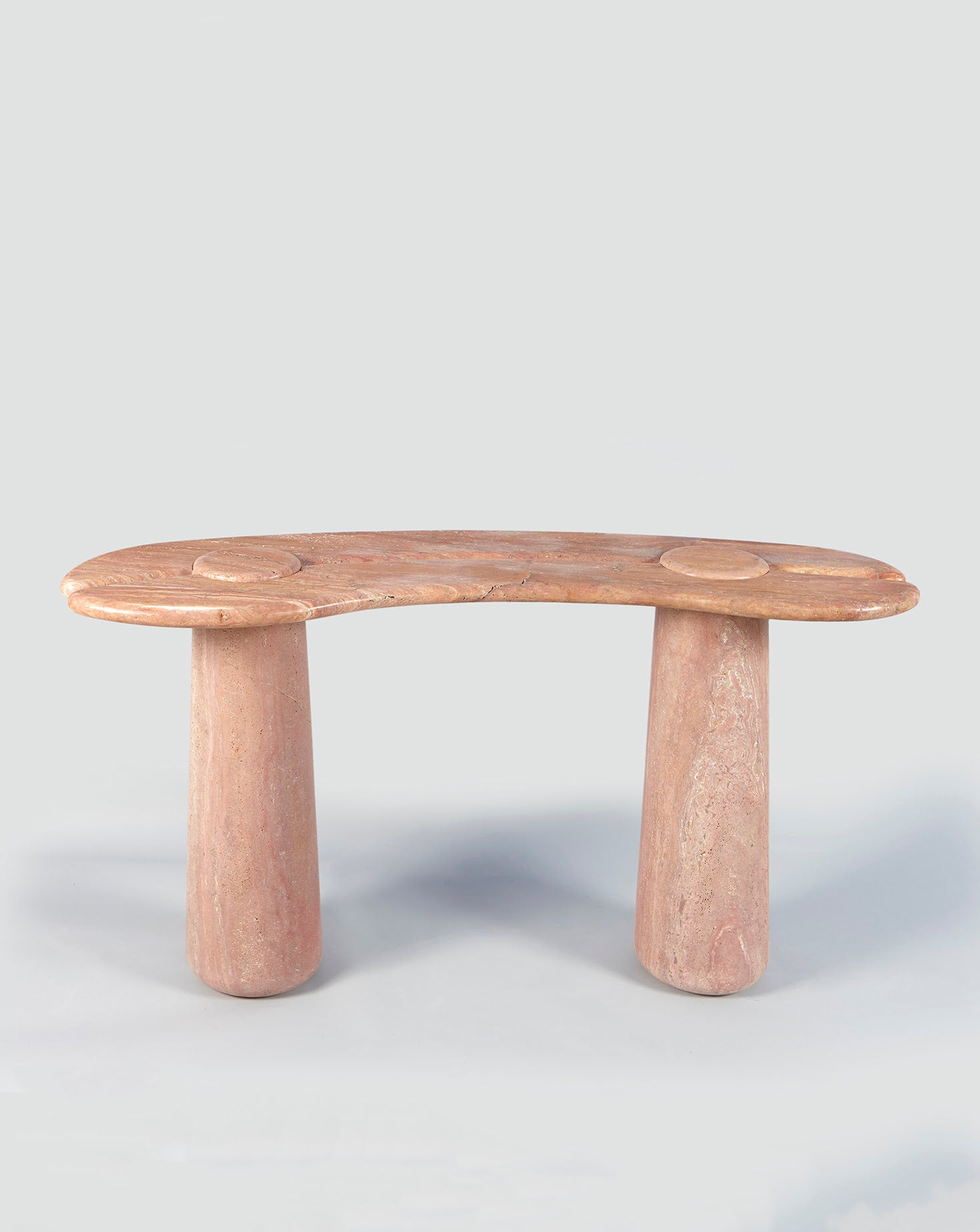 Sculptural Travetino Rosso Mistral Console Table