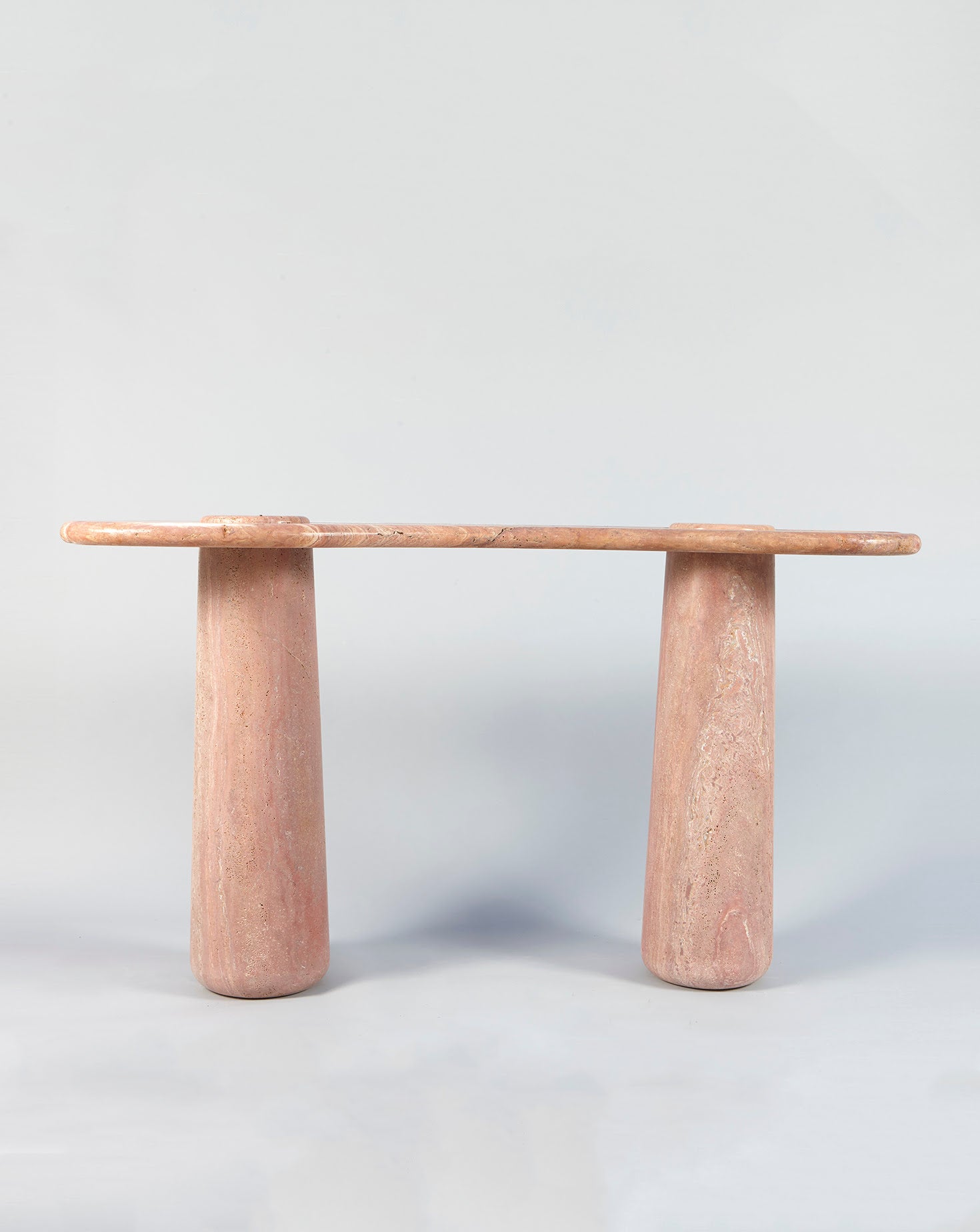 Sculptural Travetino Rosso Mistral Console Table